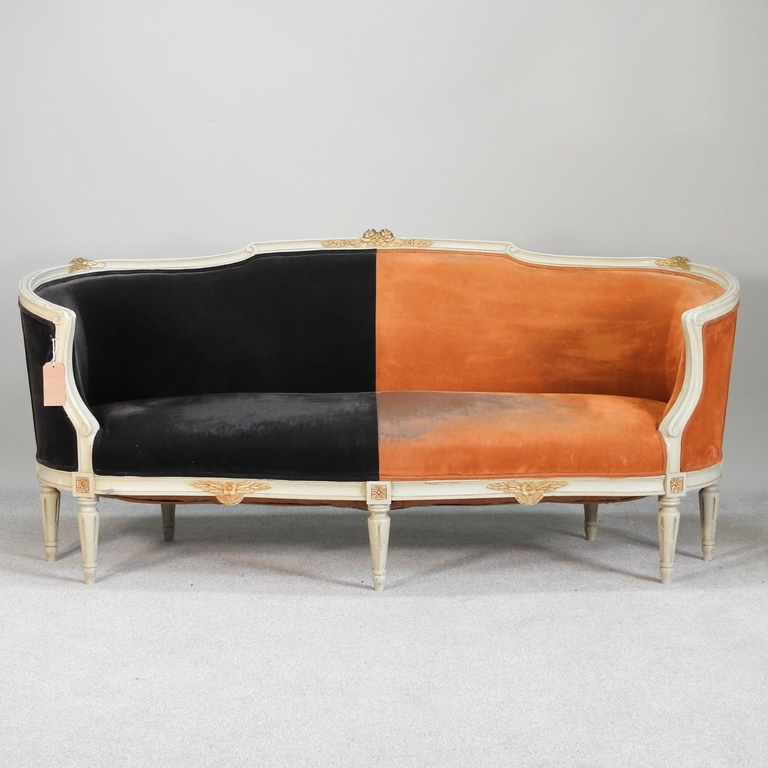 Stunning Louis XV Style French Bergere Painted And Gilt Sofa photo Furniture