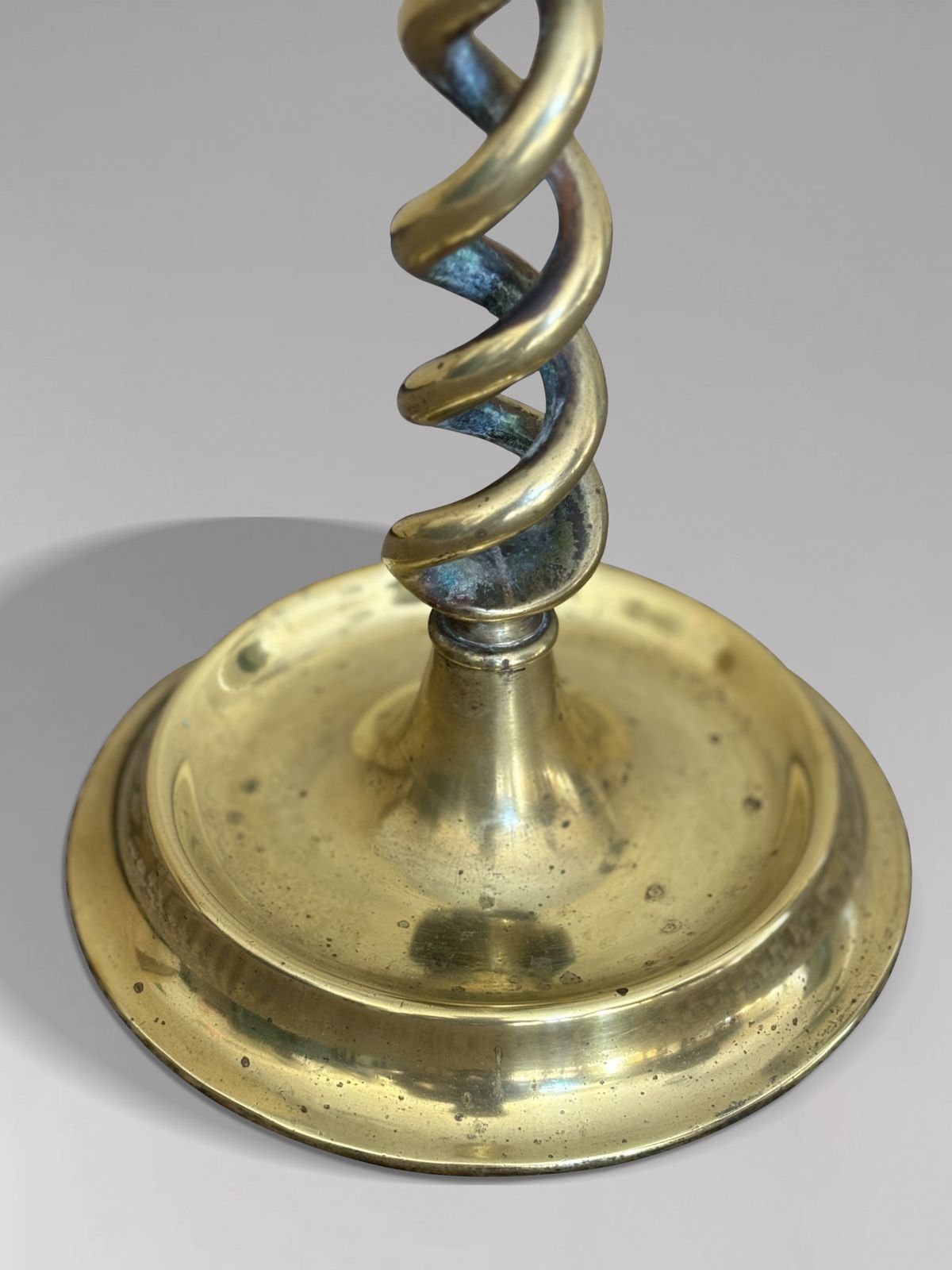 Pair Of Tall 19th Century Brass Barley Twist Candlesticks photo for sale