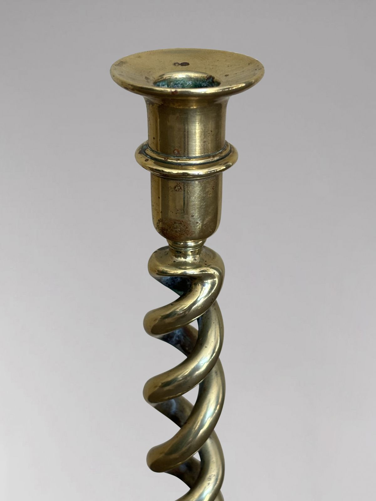 Pair Of Tall 19th Century Brass Barley Twist Candlesticks photo 980.0