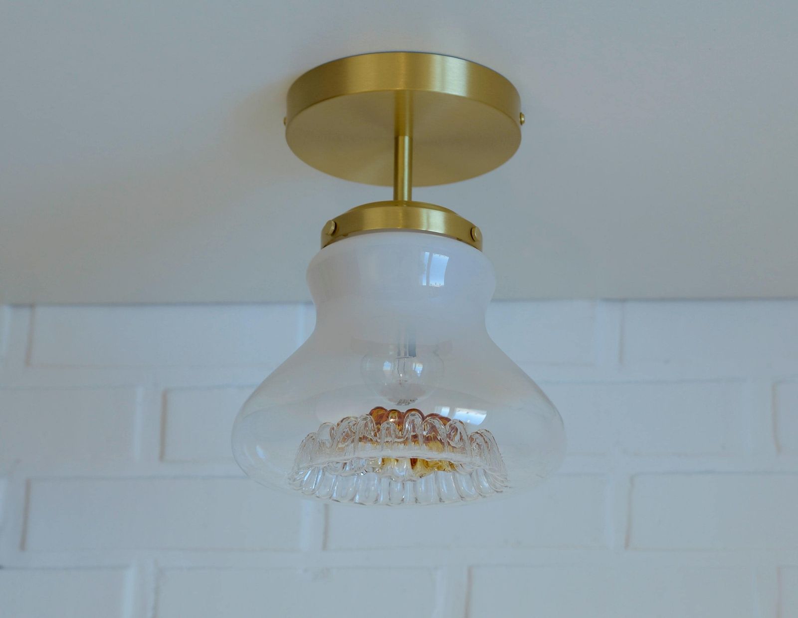 Set Of 4 Vintage Sconces / Semi Flush Mount Mazzega Murano Glass / Redesign Ceiling Lights Fixtures / Bar Lamps photo furniture