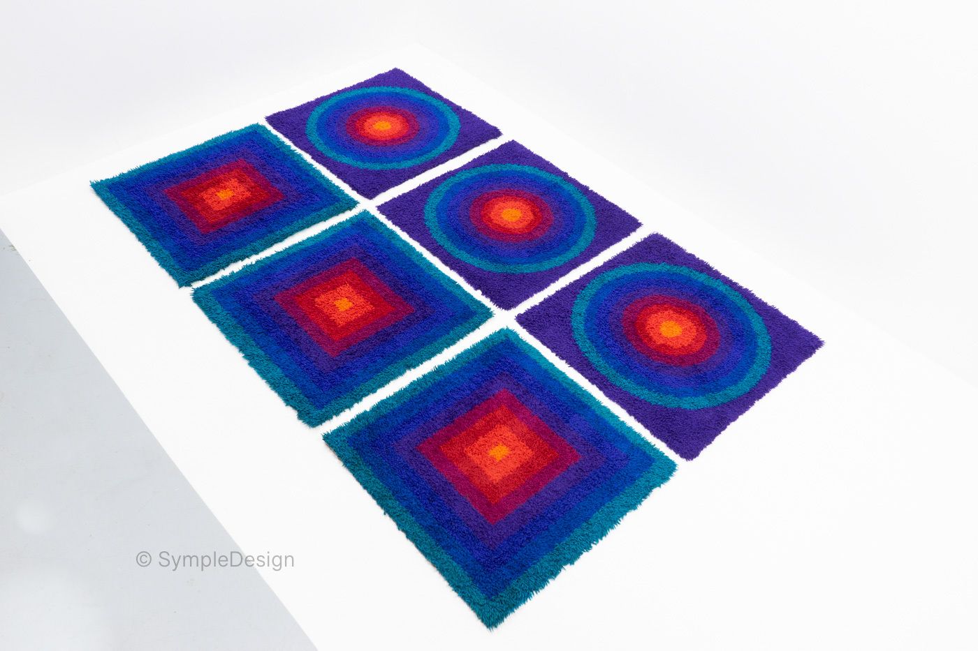 Verner Panton Rugs: Mira Carré – 1970s, Set Of Six photo 14007.0