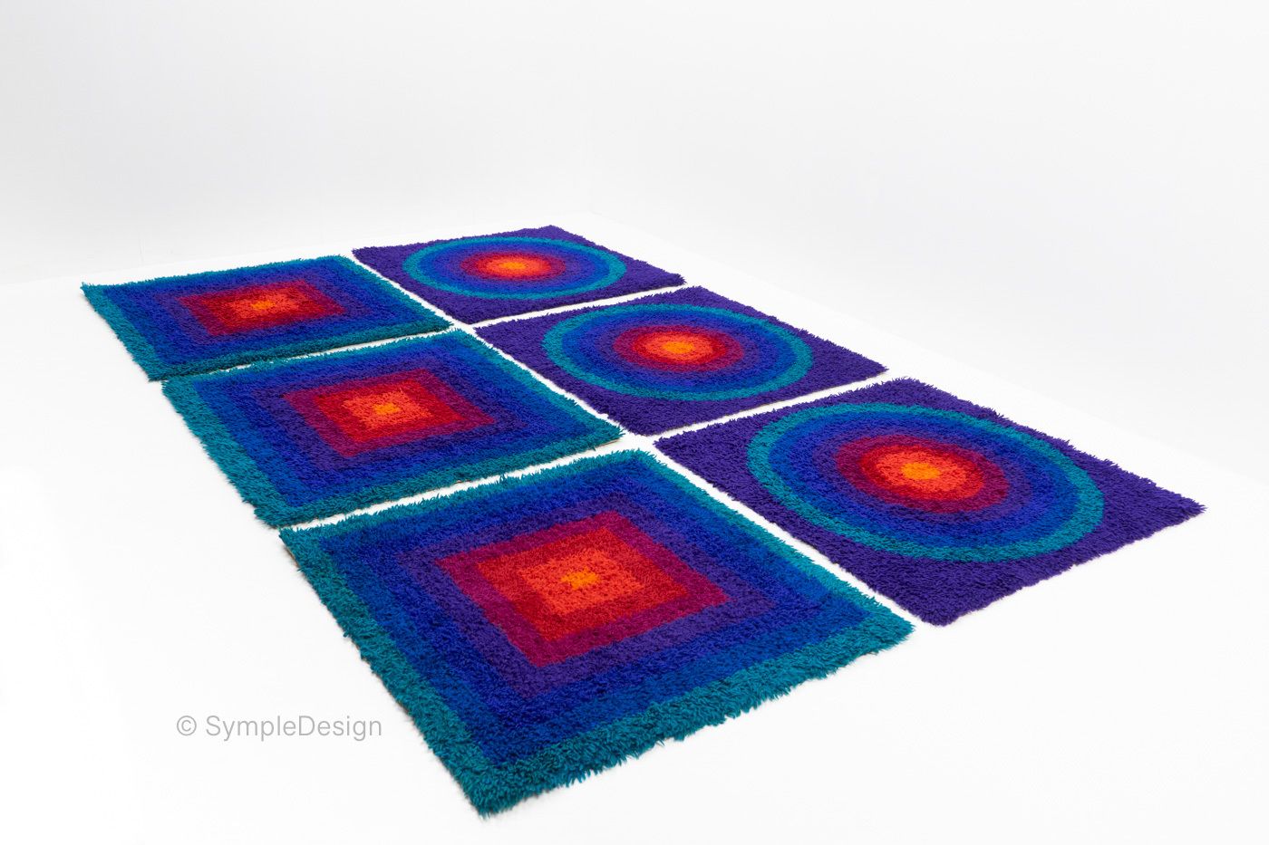 14007.0 Verner Panton Rugs: Mira Carré – 1970s, Set Of Six photo
