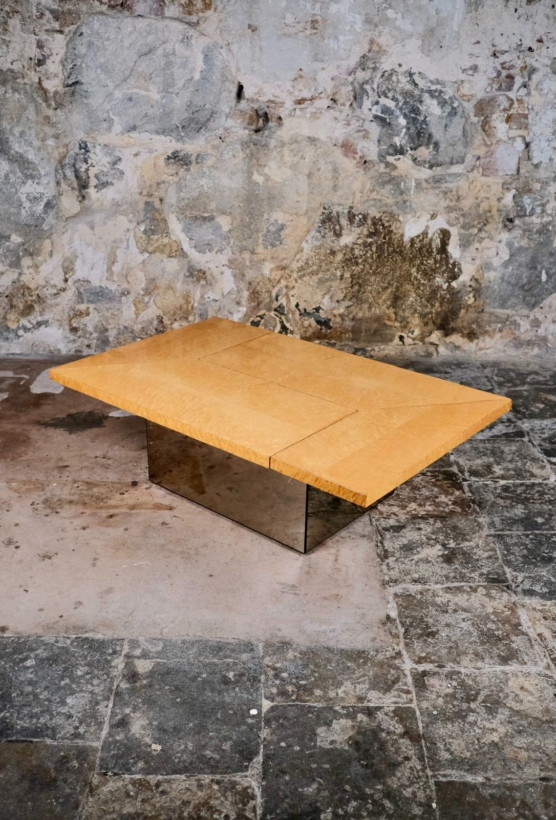 Ash Burl Wood Coffee Table By Paul Michel For Roche Bobois, France, 1980s photo for sale