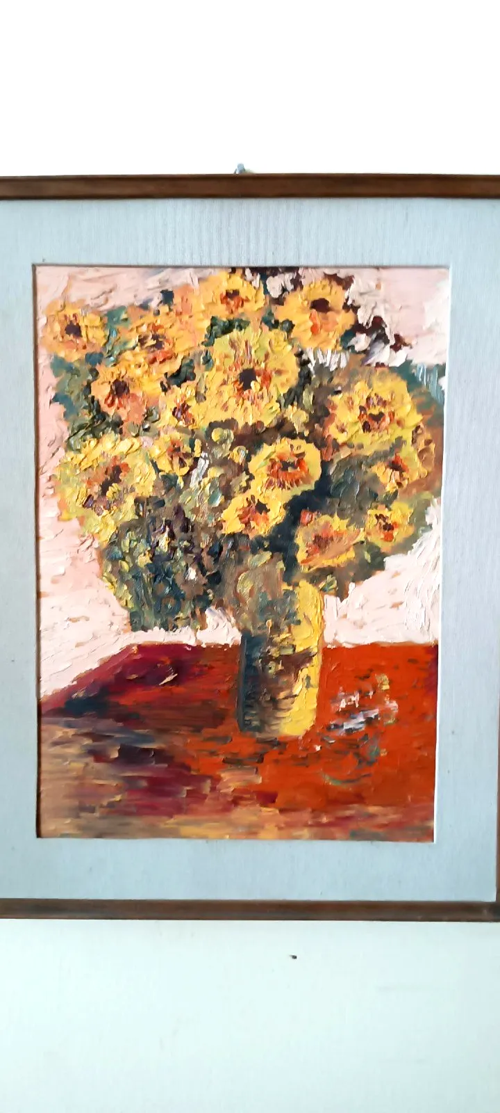Dipinto Olio Su Tavola Vaso Con Fiori Firmato Serafini Datato 1962 photo for sale