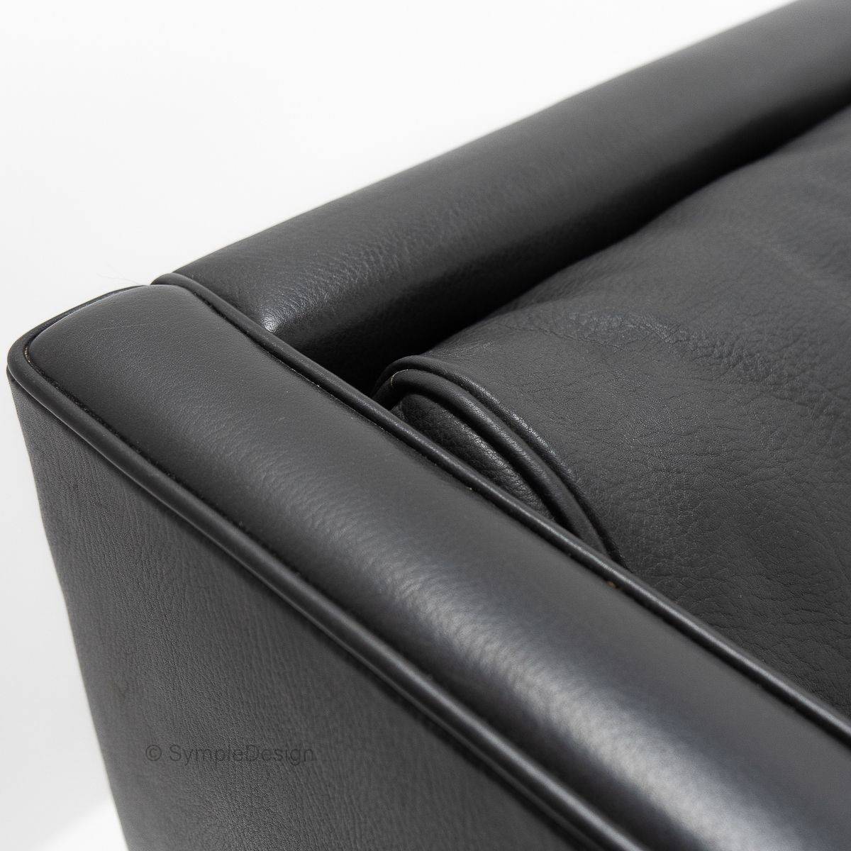 photo buy Black Leather Wingchair And Footstool By Borge Mogensen, 1960s