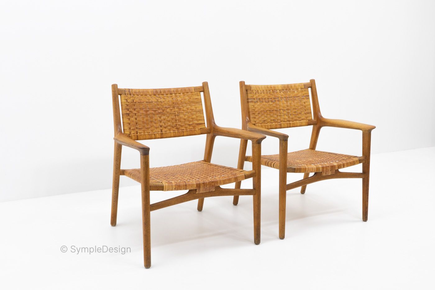 Hans Wegner Jh 516 Lounge Chairs For Johannes Hansen, 1950s photo vintage
