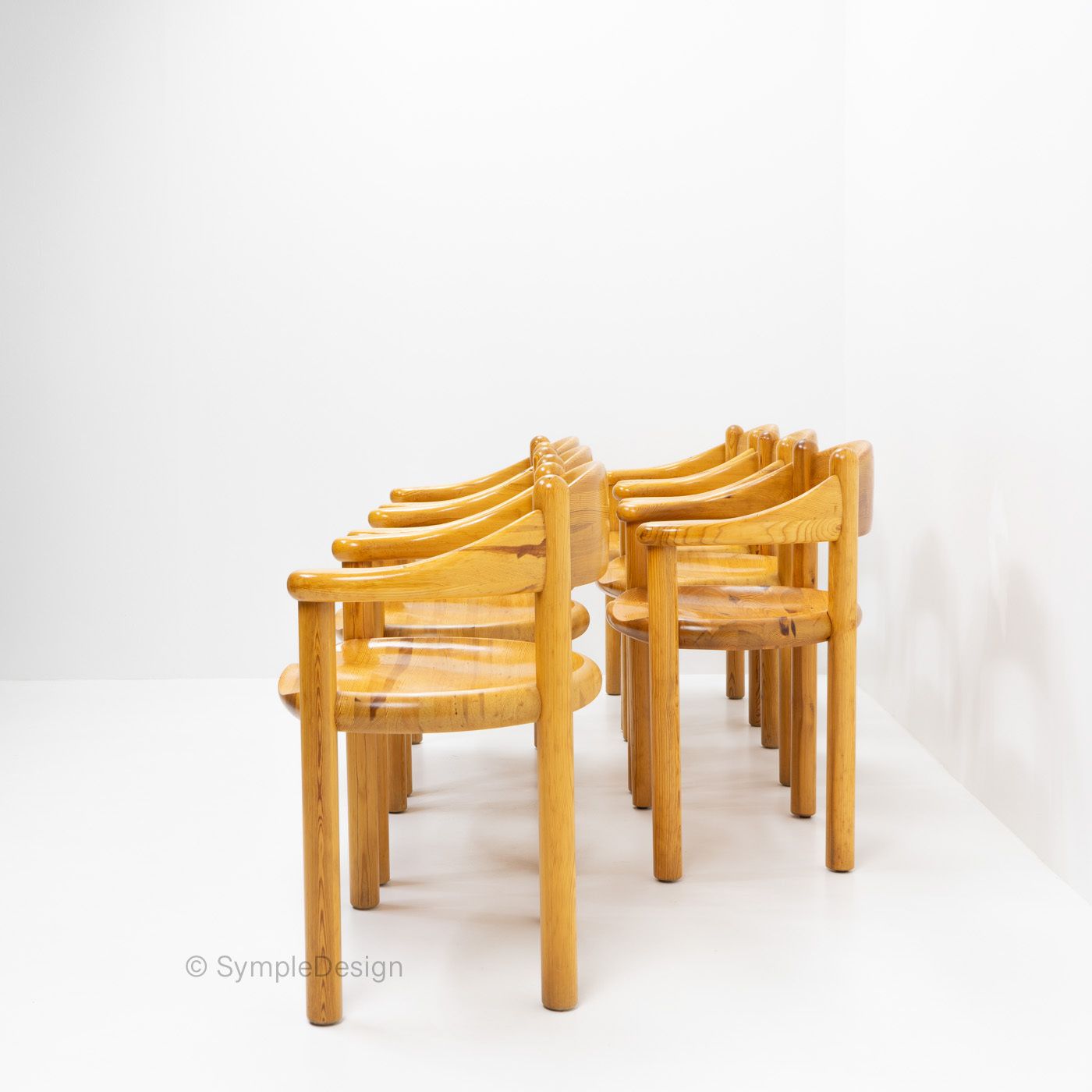 Pinewood Carver Chairs By Rainer Daumiller, 1970s photo buy