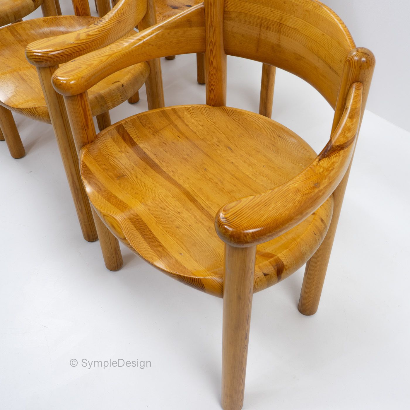 Pinewood Carver Chairs By Rainer Daumiller, 1970s photo vintage