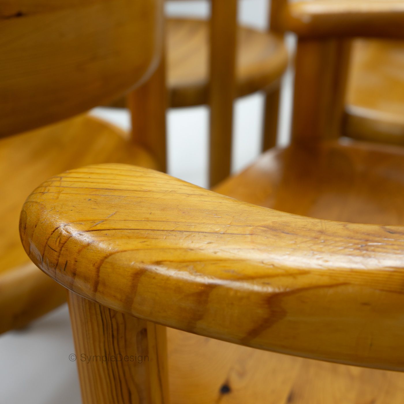 photo for sale Pinewood Carver Chairs By Rainer Daumiller, 1970s