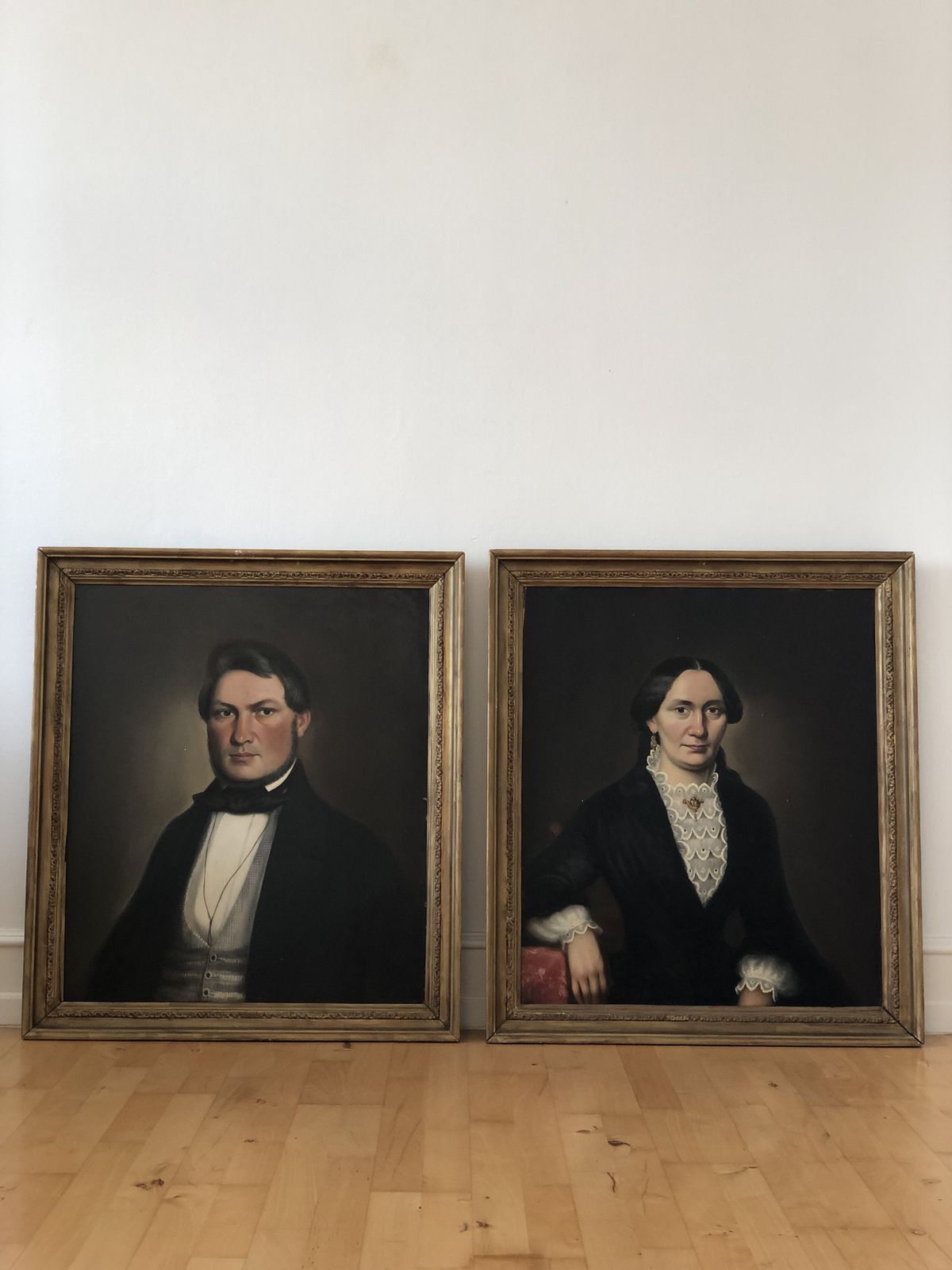 Pair Of Large 19th Century German Portrait Paintings