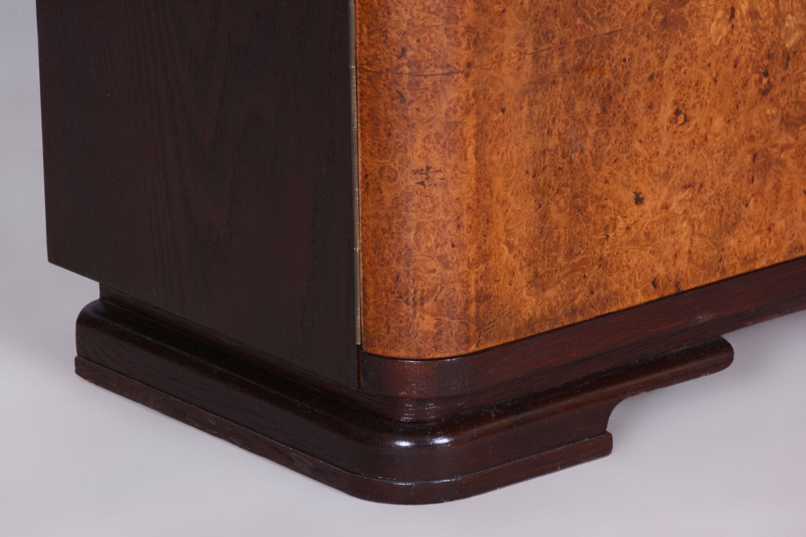 Restored Art Deco Cabinet, Oak, Maple And Glass, Polished, Czech, 1930s photo vinterior