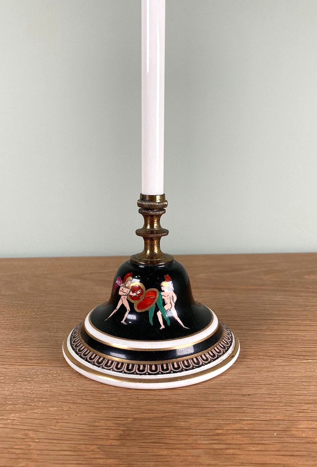 Antique Victorian Brass Painted Ceramic Haberdashery Shop Display Stand photo vintage