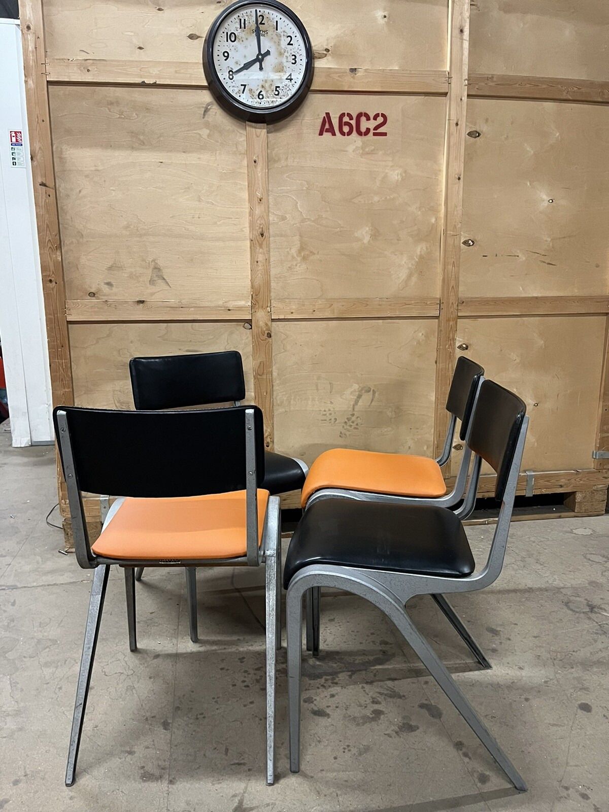 Black / Orange Esavian Stacking Chair By James Leonard 1950s Set Of Four photo 1050.0