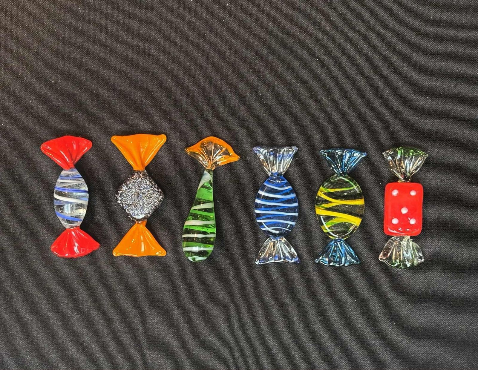 Murano Glazen Messenleggers: Retro Snoepjes Design, Set Van 6 photo 150.0