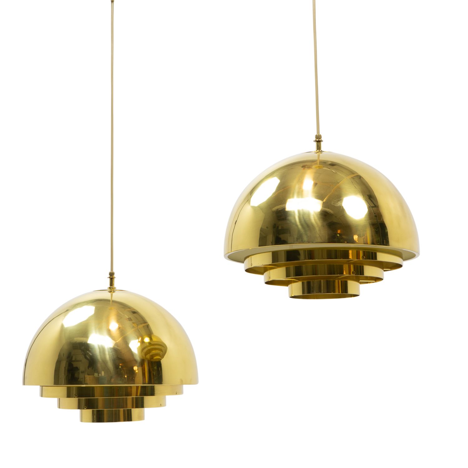 Vereinigte Werkstätte, Brass Pendants, Germany 1970s – Set Of 2 photo furniture