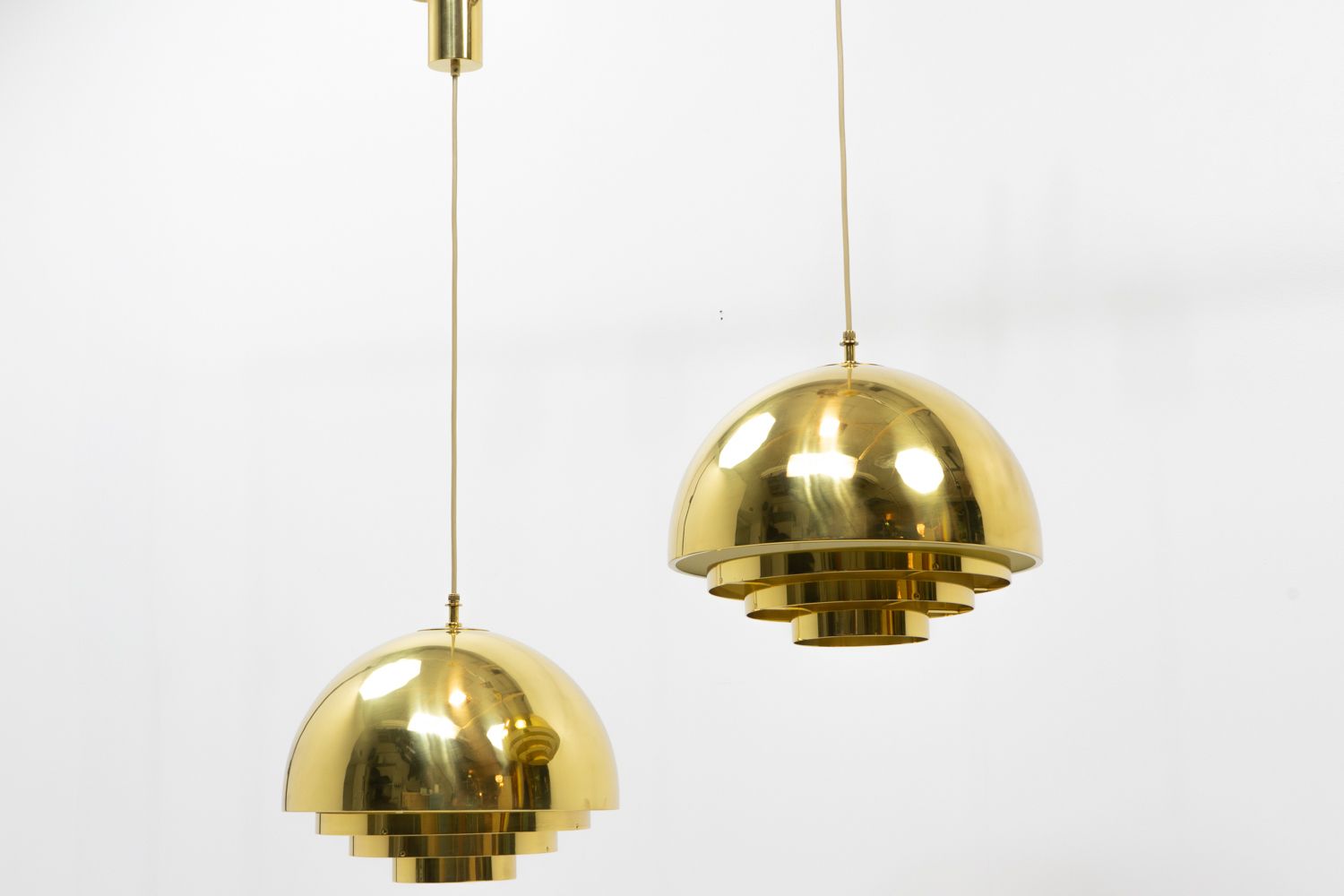 Vereinigte Werkstätte, Brass Pendants, Germany 1970s – Set Of 2 photo for sale