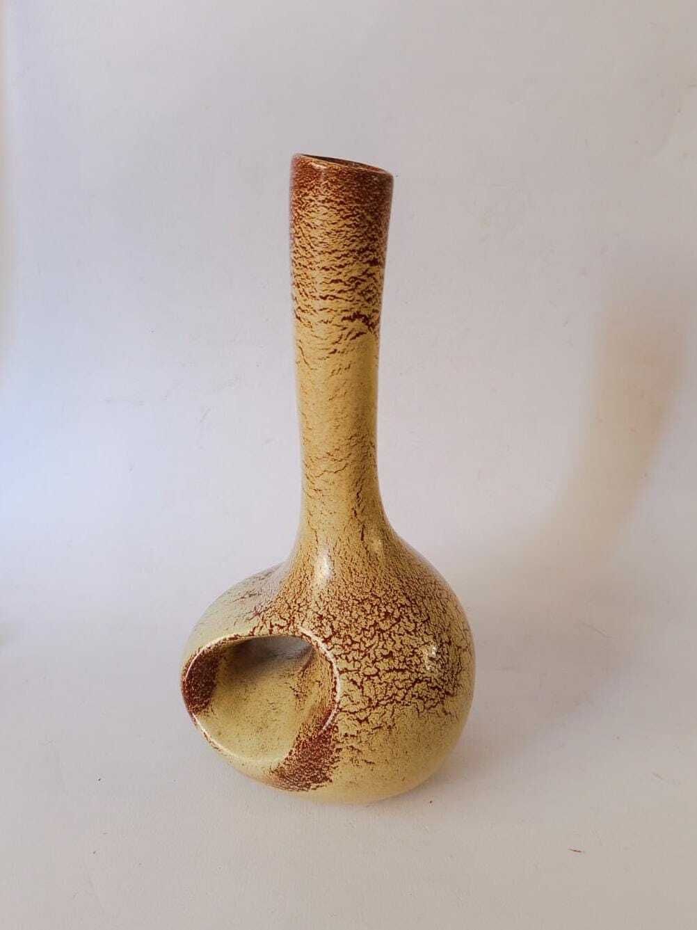 Bertoncello Rigon Vintage Space Age Design Long Neck Ceramic Vase From The 1970s photo furniture