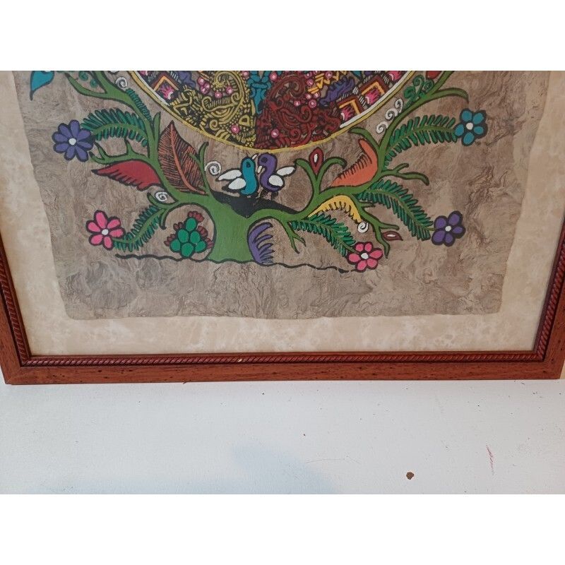 Painting On Lama Or Vicuna Skin, Mayan Or Aztec photo vinterior