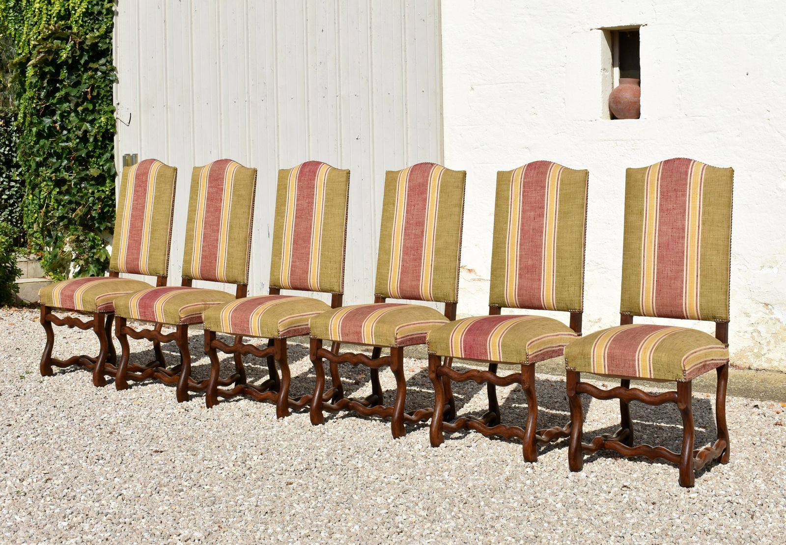 Set Of 6 French Os De Mouton Dining Chairs In Oak Style Louis XIII photo furniture