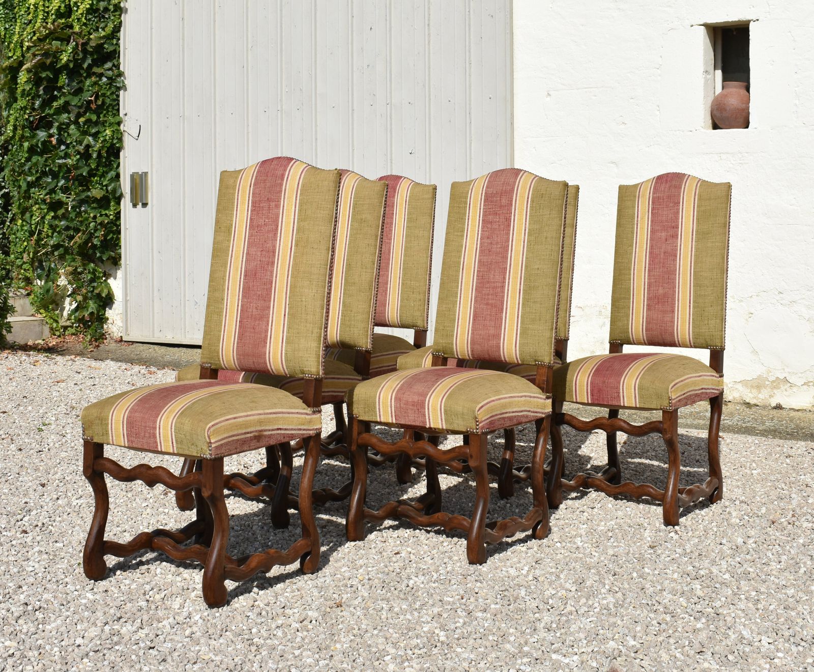 Set Of 6 French Os De Mouton Dining Chairs In Oak Style Louis XIII photo 1350.0