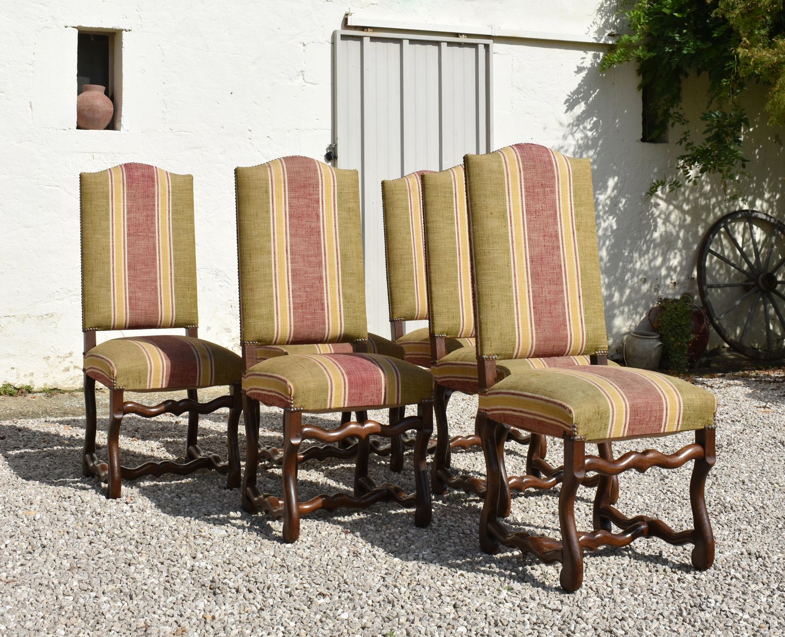 Set Of 6 French Os De Mouton Dining Chairs In Oak Style Louis XIII photo vinterior