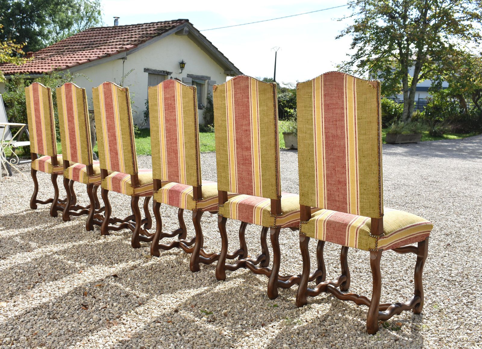 Set Of 6 French Os De Mouton Dining Chairs In Oak Style Louis XIII photo buy