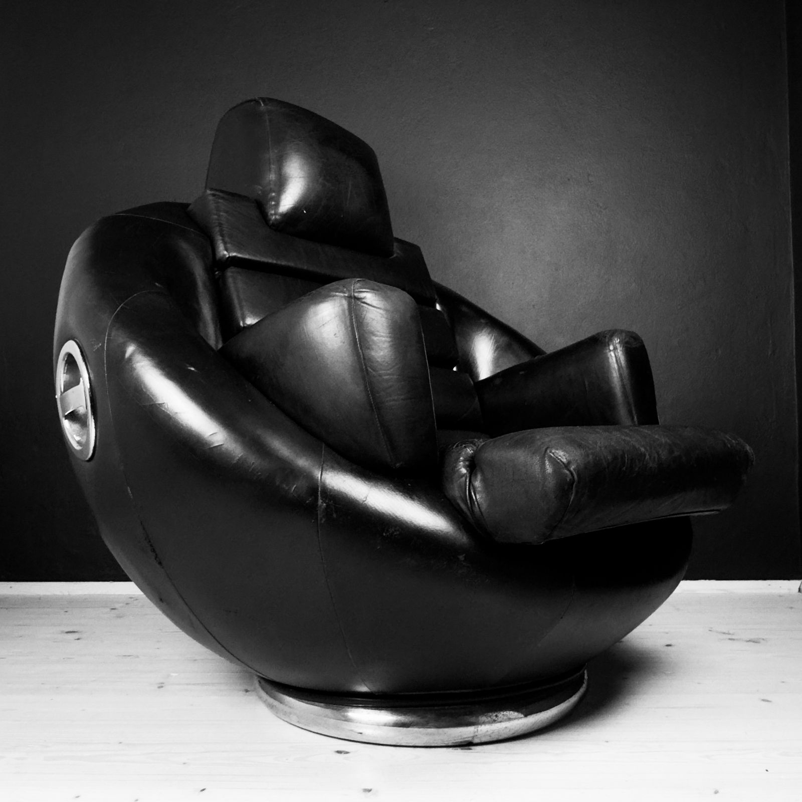 photo furniture Brutalist Black Armchair By Boris Krstulović, Yugoslavia, Croatia, 1970s