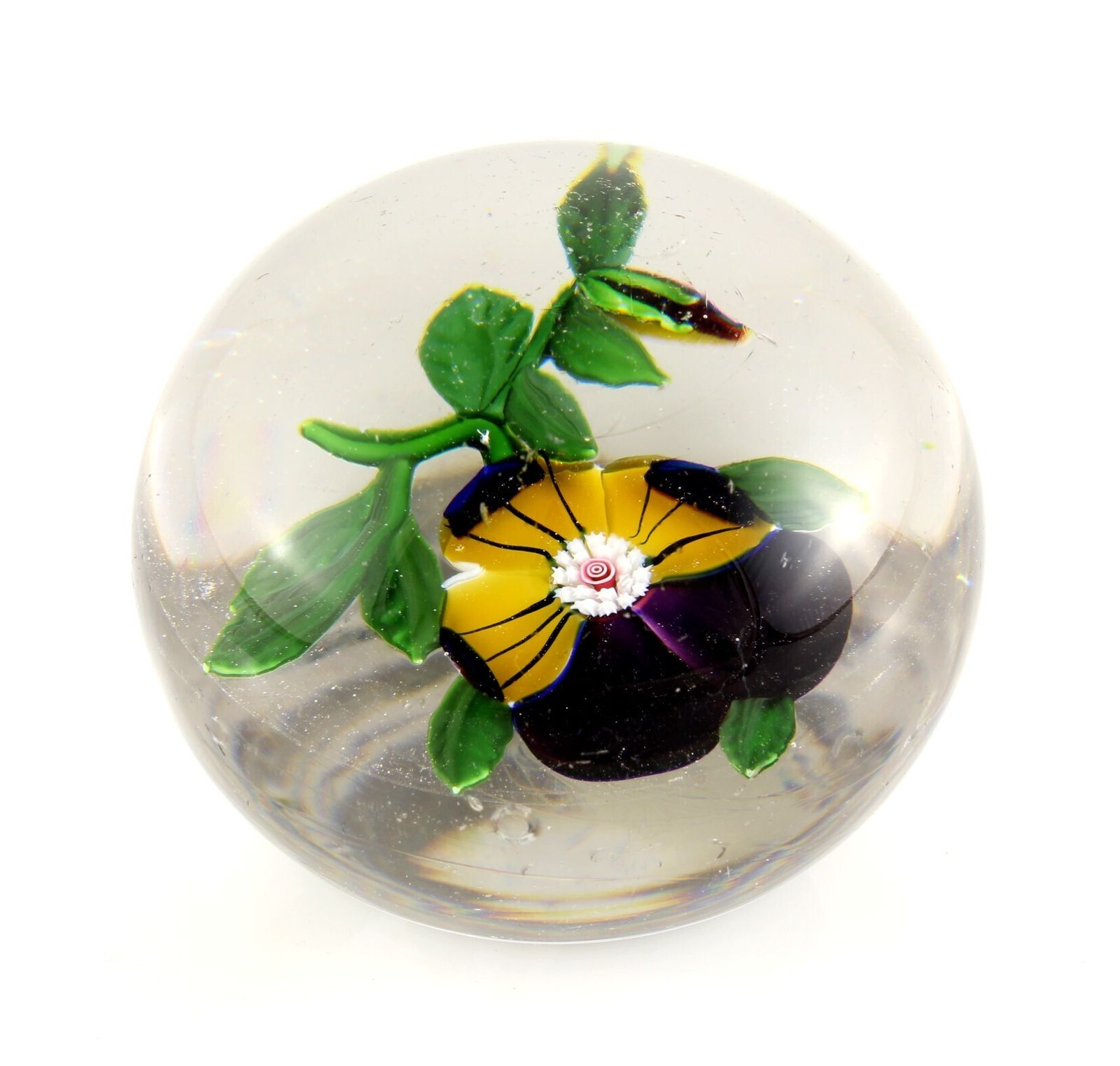 Antique Baccarat Pansy Paperweight. Heavy French Glass Desk Weight. C1850. photo for sale