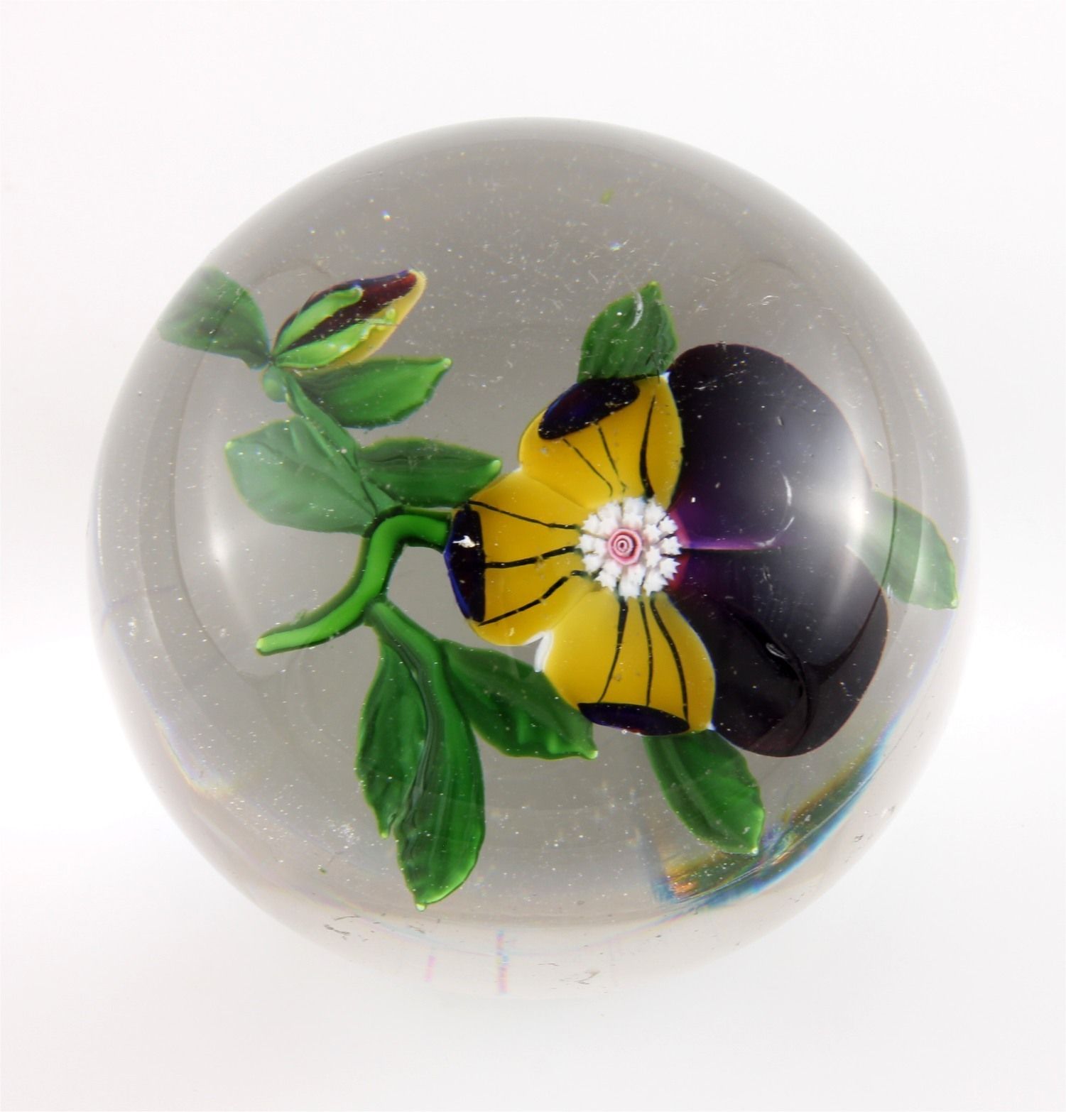 Antique Baccarat Pansy Paperweight. Heavy French Glass Desk Weight. C1850. photo 370.0