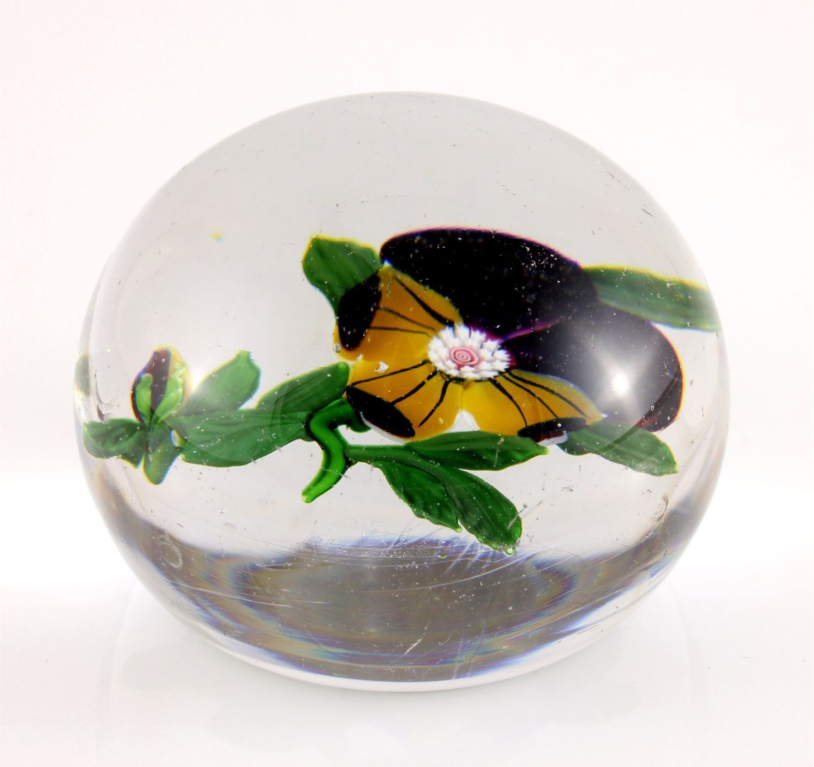 Antique Baccarat Pansy Paperweight. Heavy French Glass Desk Weight. C1850. photo vinterior