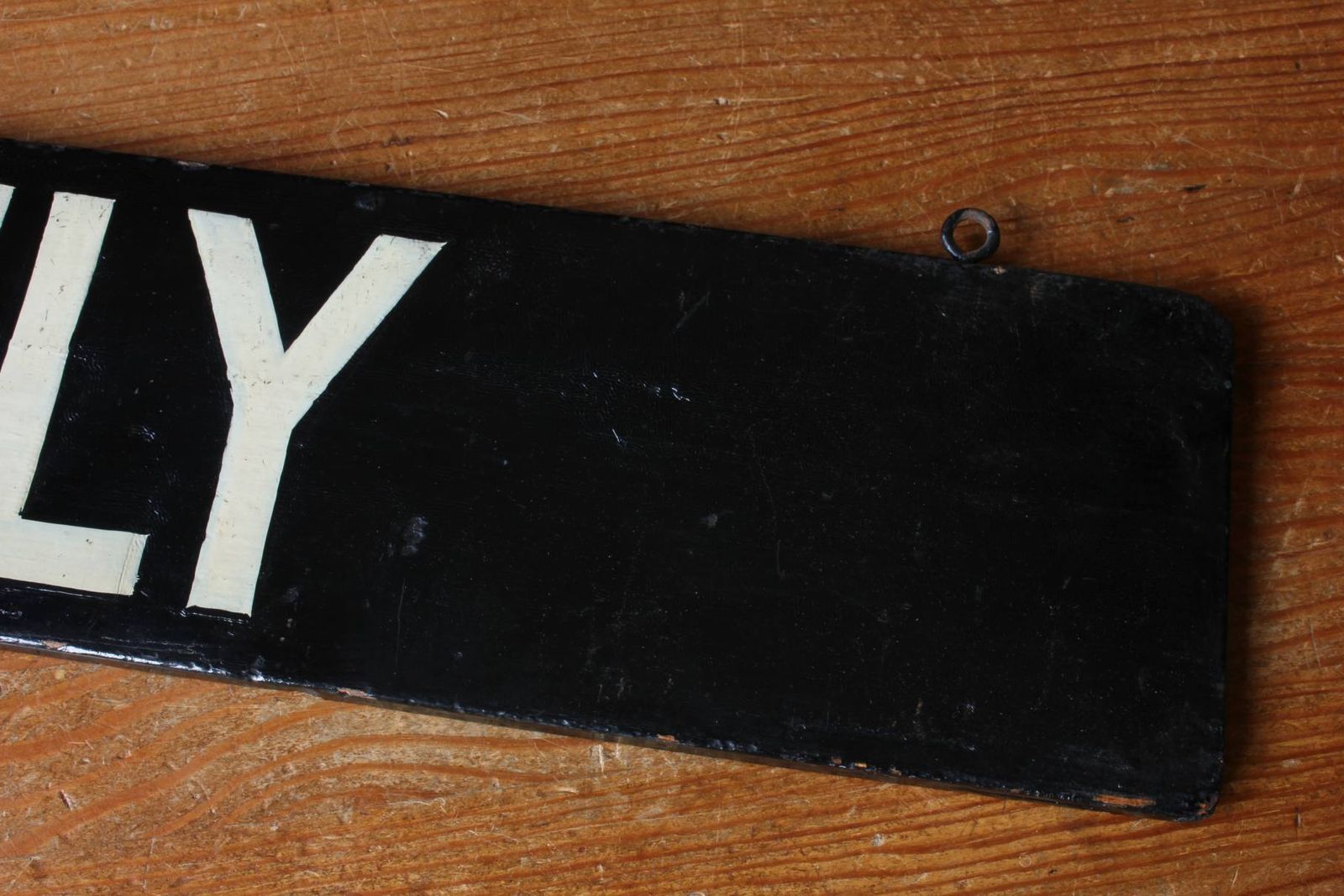 Antique Ely Train Destination Sign. Black Railway Station Signage. photo vinterior