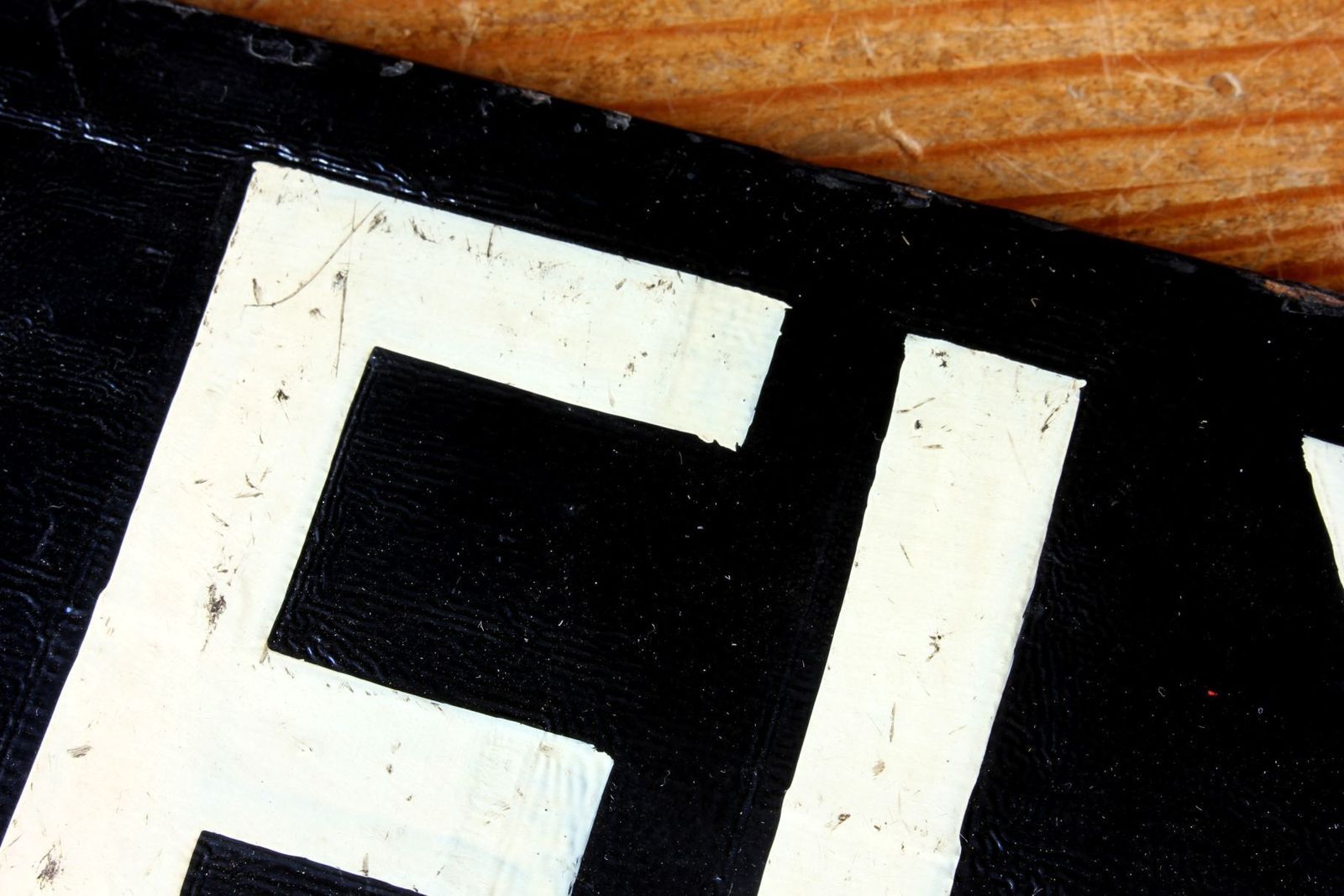 photo buy Antique Ely Train Destination Sign. Black Railway Station Signage.