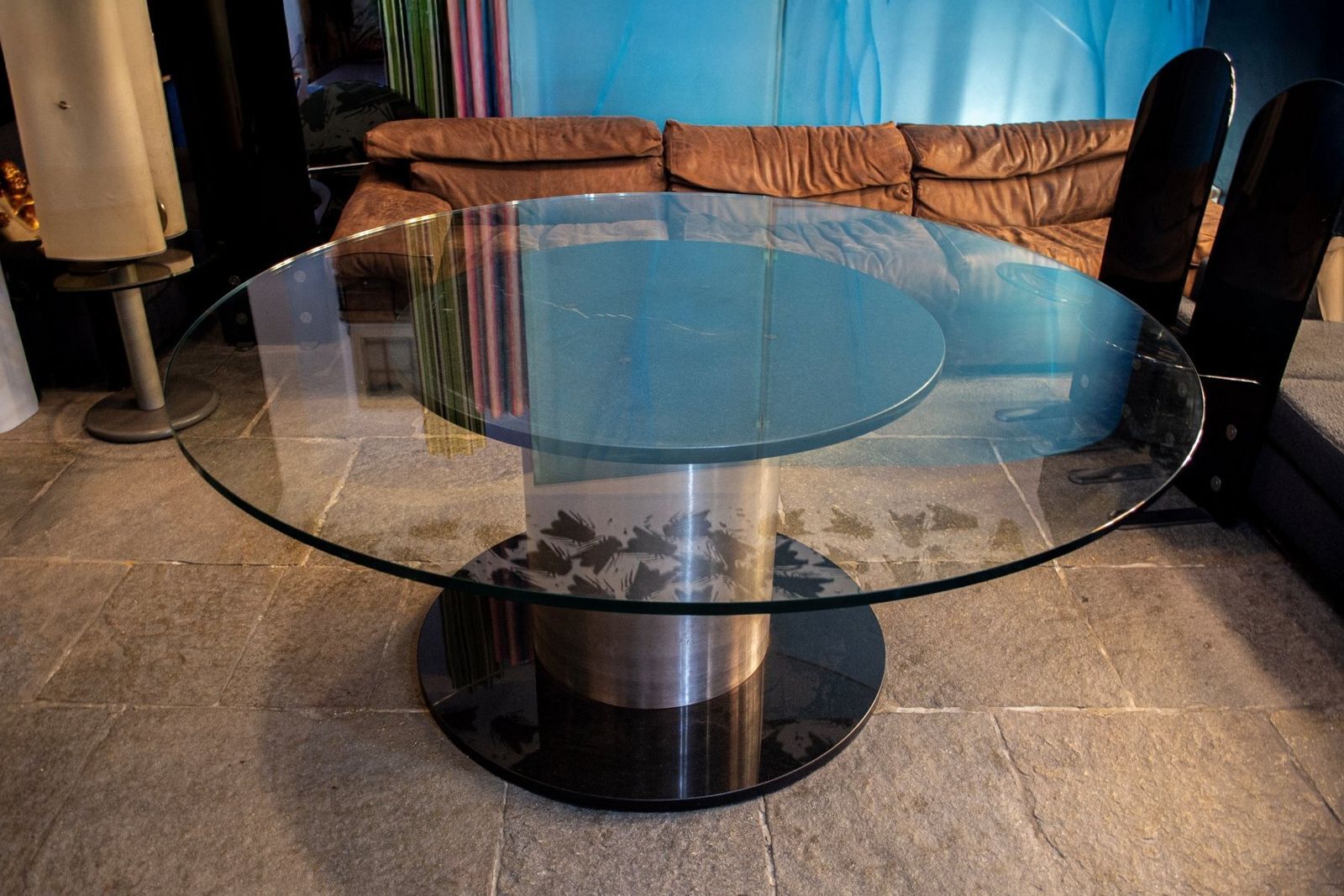 Space Age Table In Marble, Glass And Steel, 1970s photo furniture