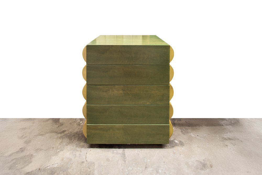 Postmodern Architectural Chest Of Drawers In Natural Wood And Aniline Stained Wood, 1980s photo vinterior