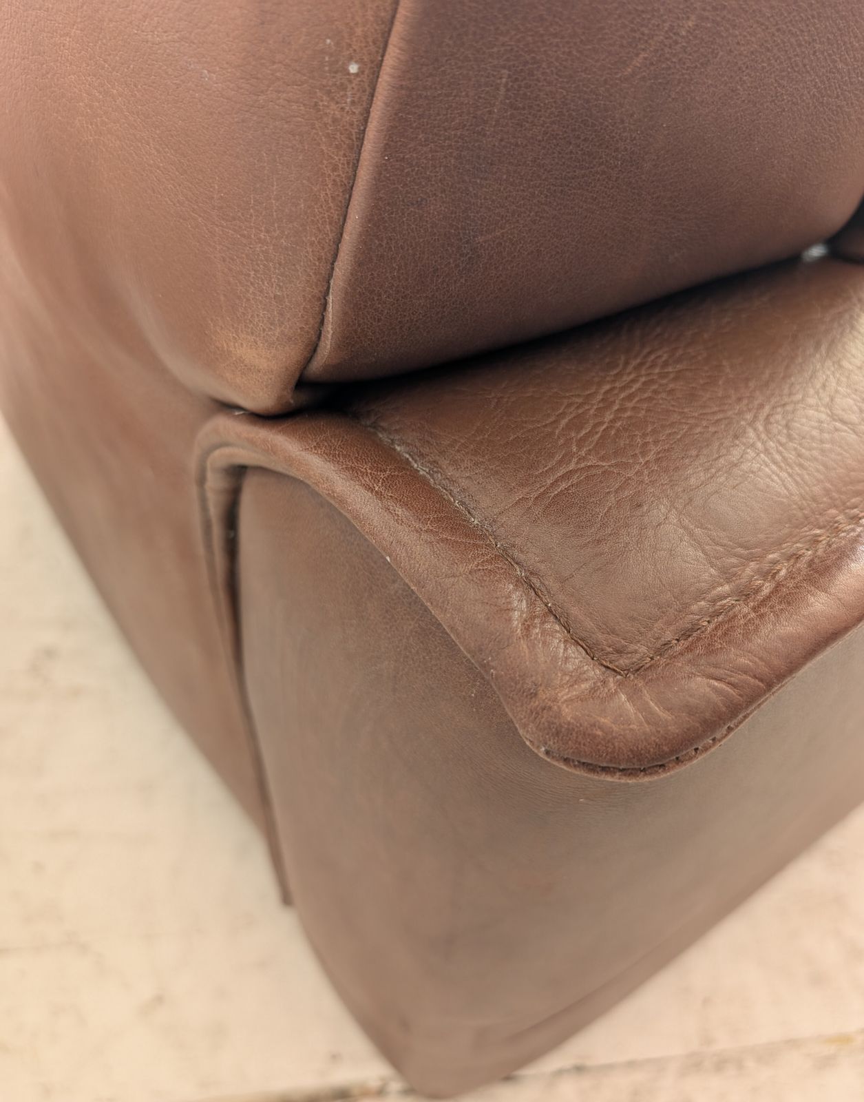 699.0 Large Vintage Dutch Mid Century Buffalo Leather Armchair By Leolux, 1970s photo