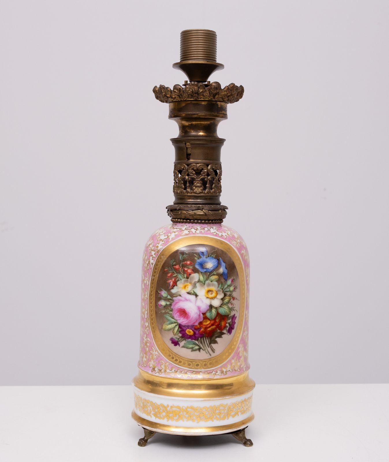 Stunning France Sevres Porcelain Hand Painted Table Lamp 1880s photo Lighting