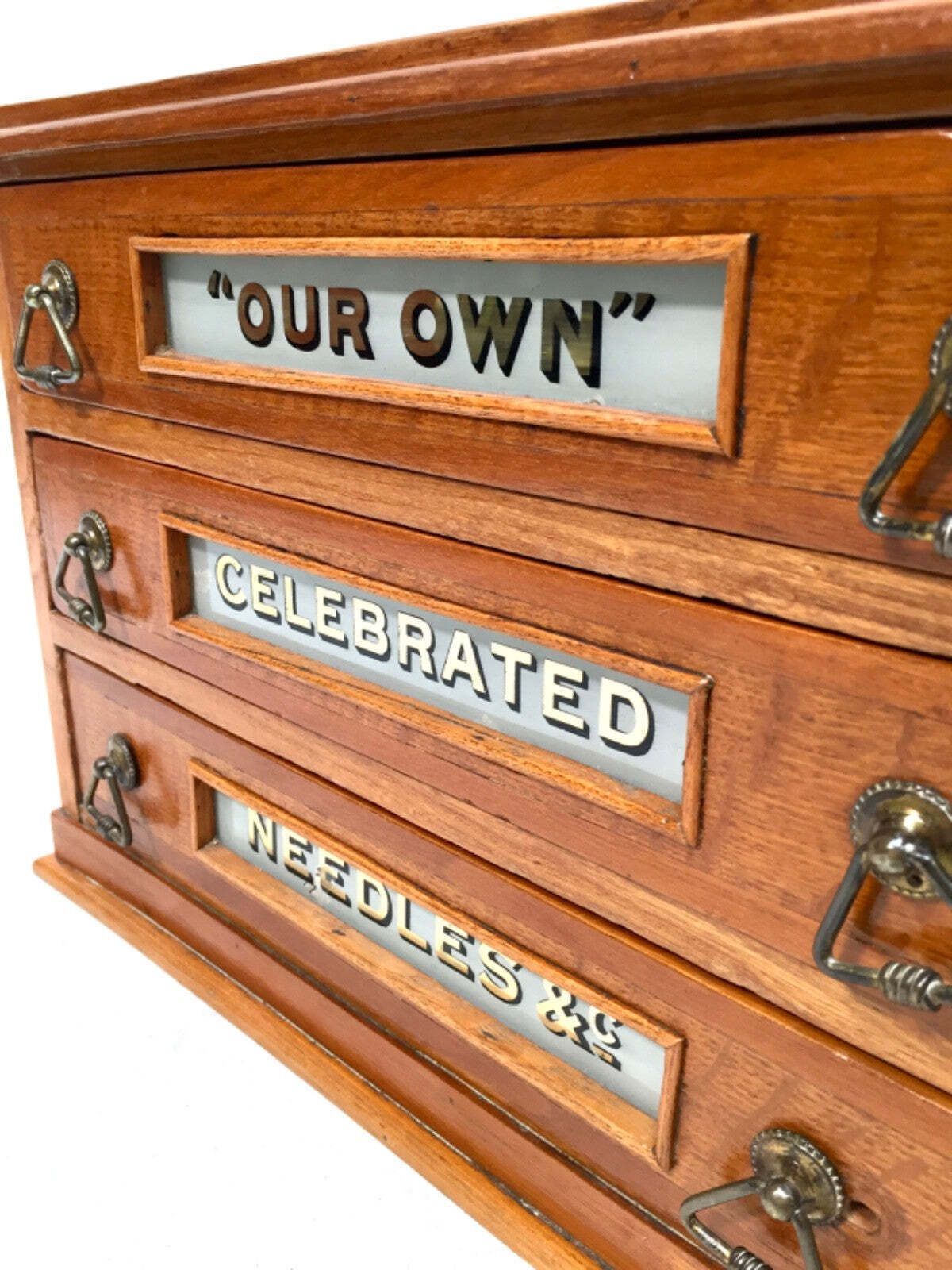 Antique Haberdashery Tabletop Shop Display Needle Box / Display Cabinet Drawers photo 499.0