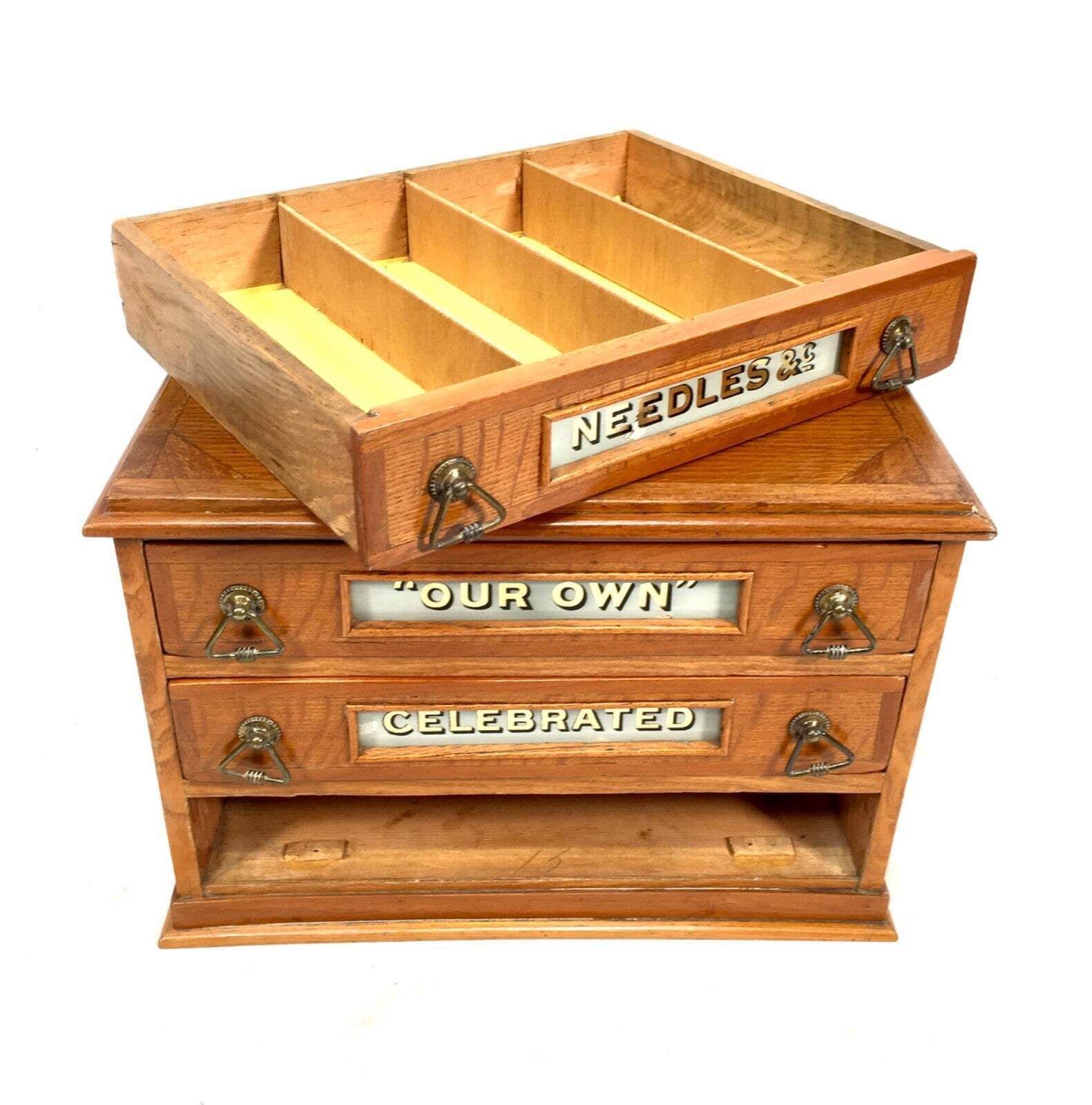 photo furniture Antique Haberdashery Tabletop Shop Display Needle Box / Display Cabinet Drawers