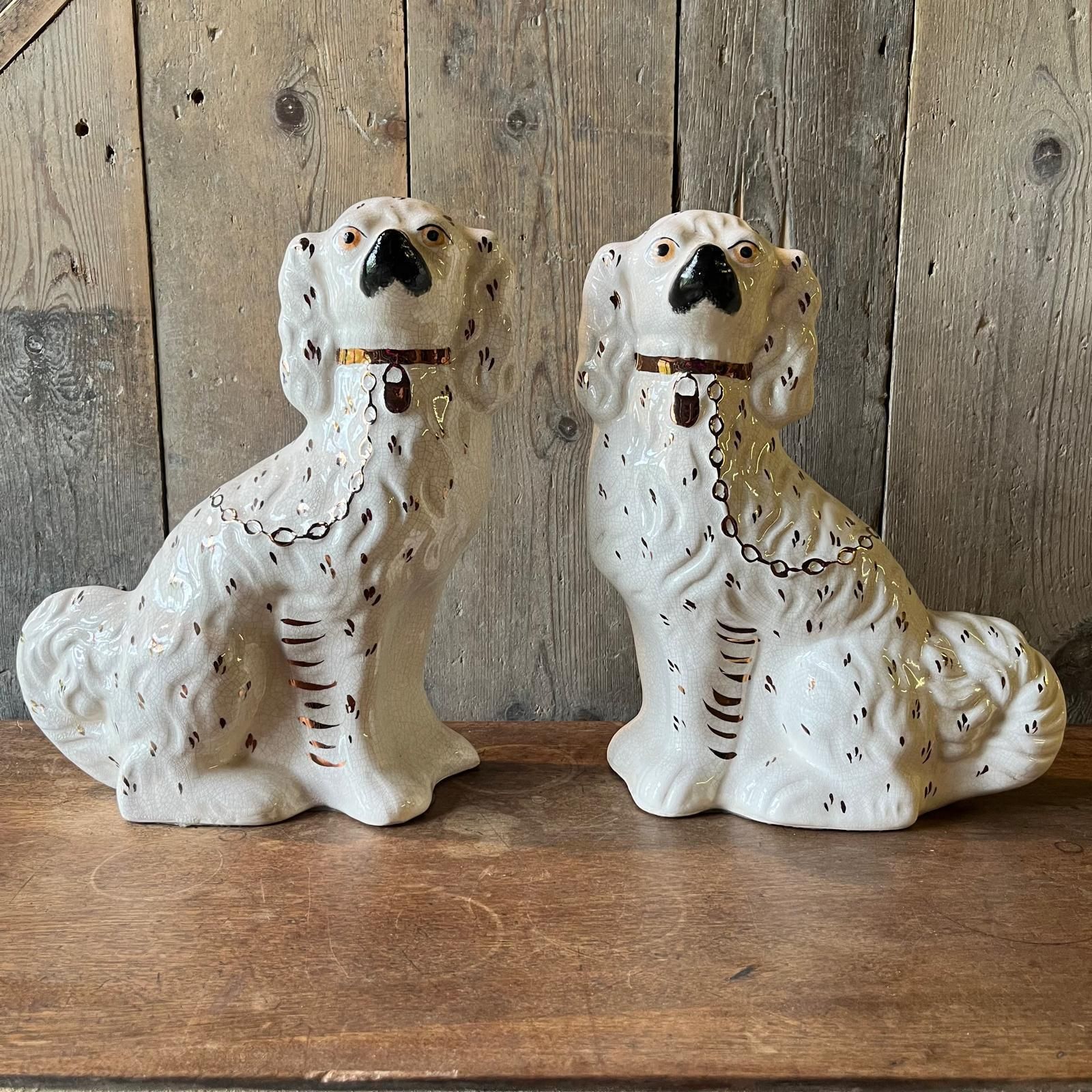Pair Of Staffordshire Spaniel Ceramic Dogs photo furniture