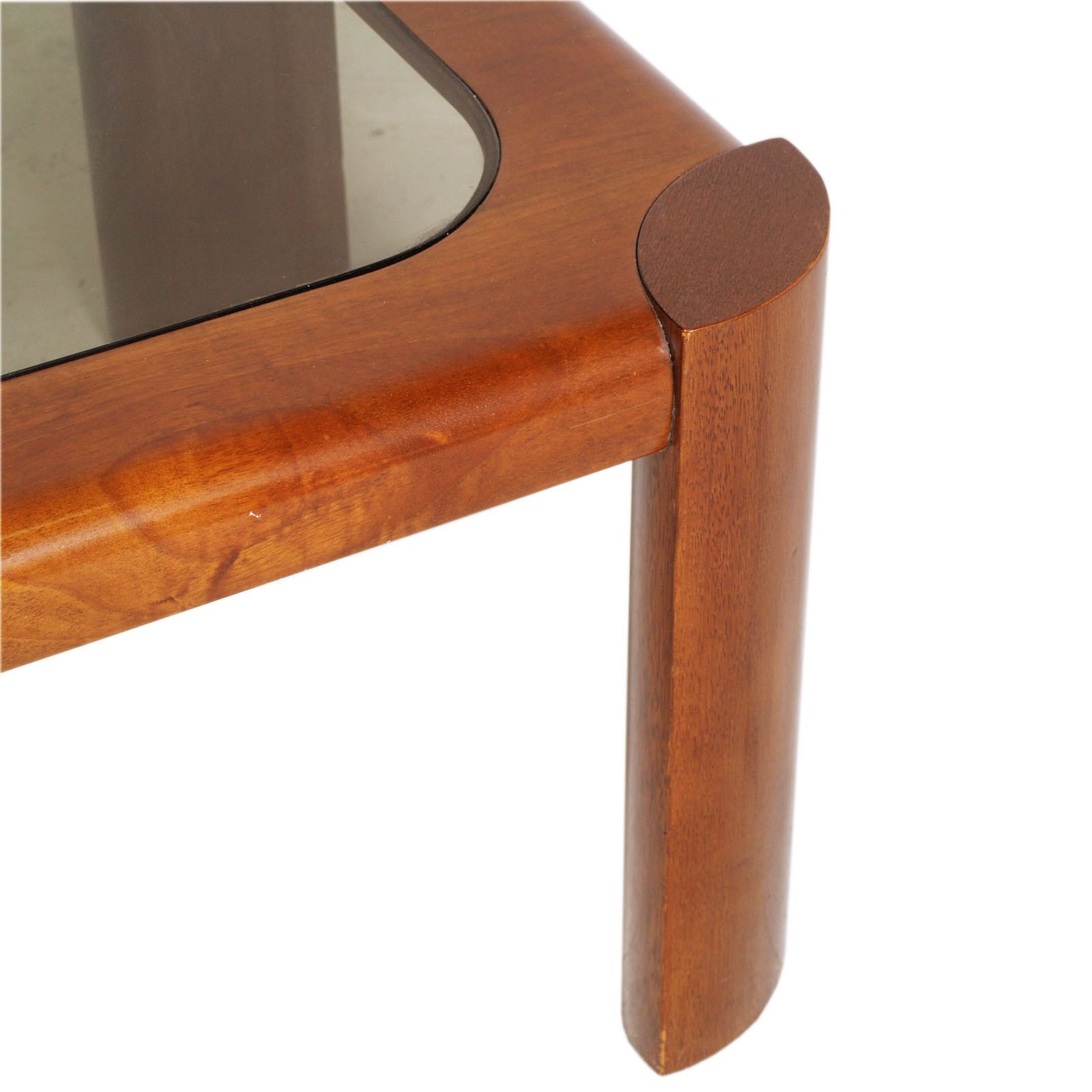 Cassina Coffee Table From The 1970s In Teak Wood With Bronzed Smoked Glass. photo Furniture