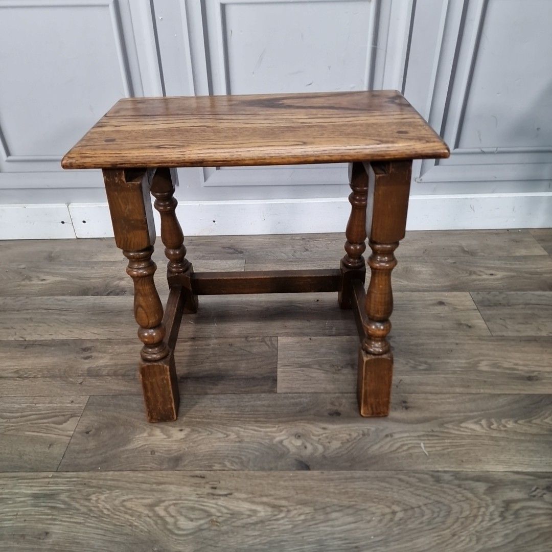 170.0 Vintage Old Charm Solid Oak Nest Of Tables Wood Bros – Wooden Jointing Side photo