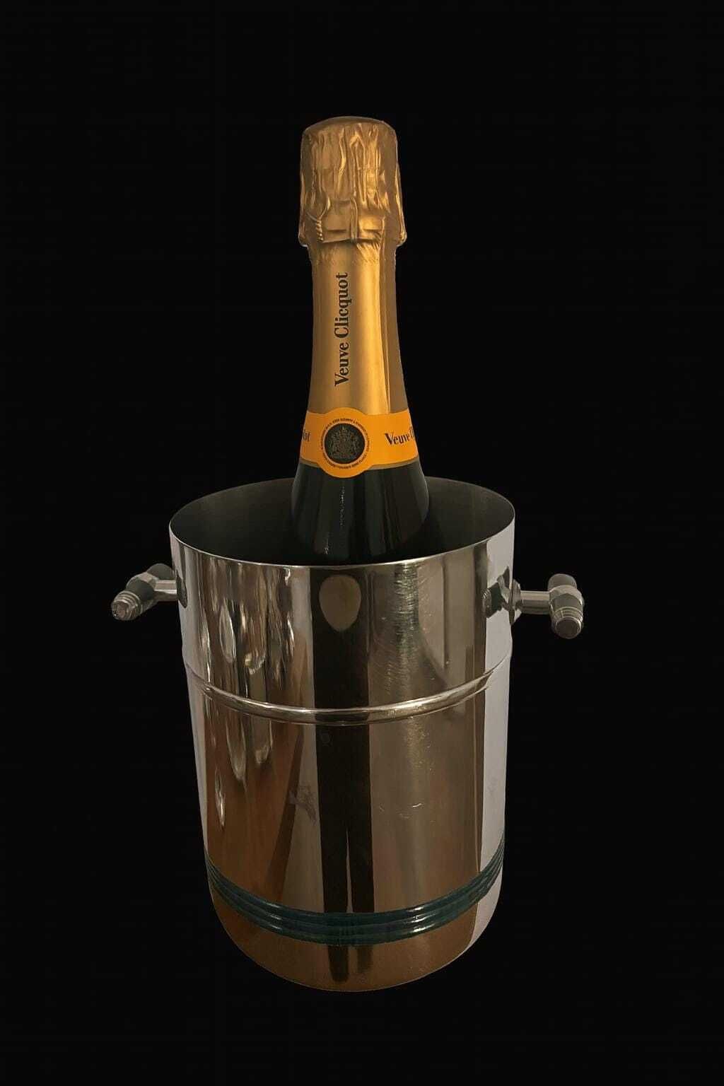 Vintage French Stainless Steel Ice Bucket – Jean Couzon Mid Century – Wine Or Champagne Cooler – Barware – Wedding Gift