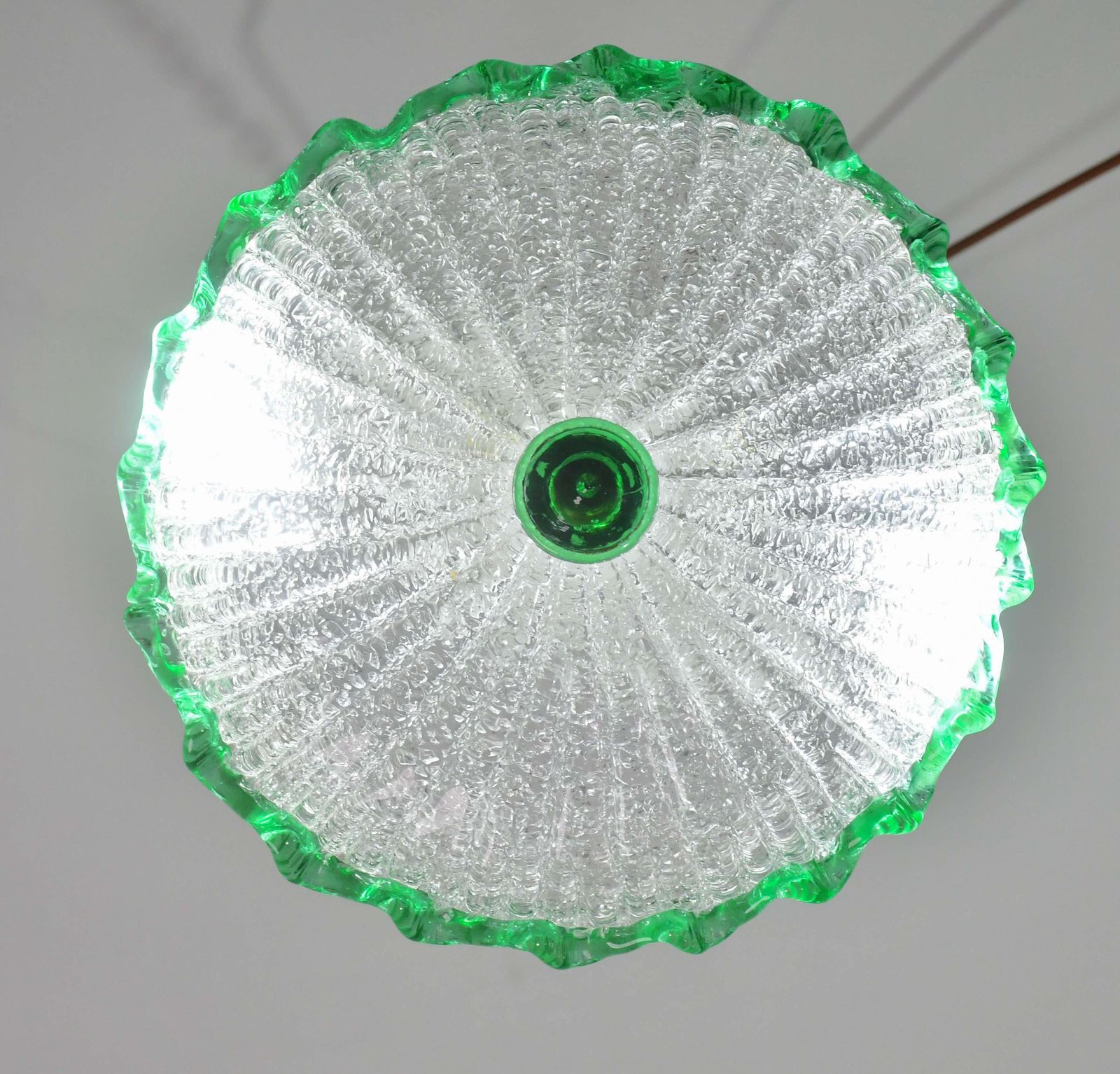 Charming Italian Green Murano Glass Ceiling Fixture, Murano, 1970 photo vintage