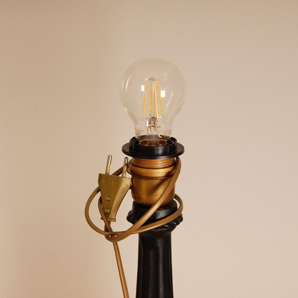French Table Lamps With Black Tartan Lampshades, 1980s, Set Of 2 photo Lighting