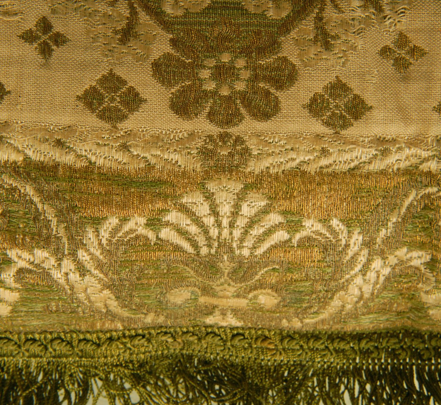 Napoleonic Empire Cushion Silk Green And Gold Thread Embroidery French Bobbin Lace Throw Cushion photo Textiles