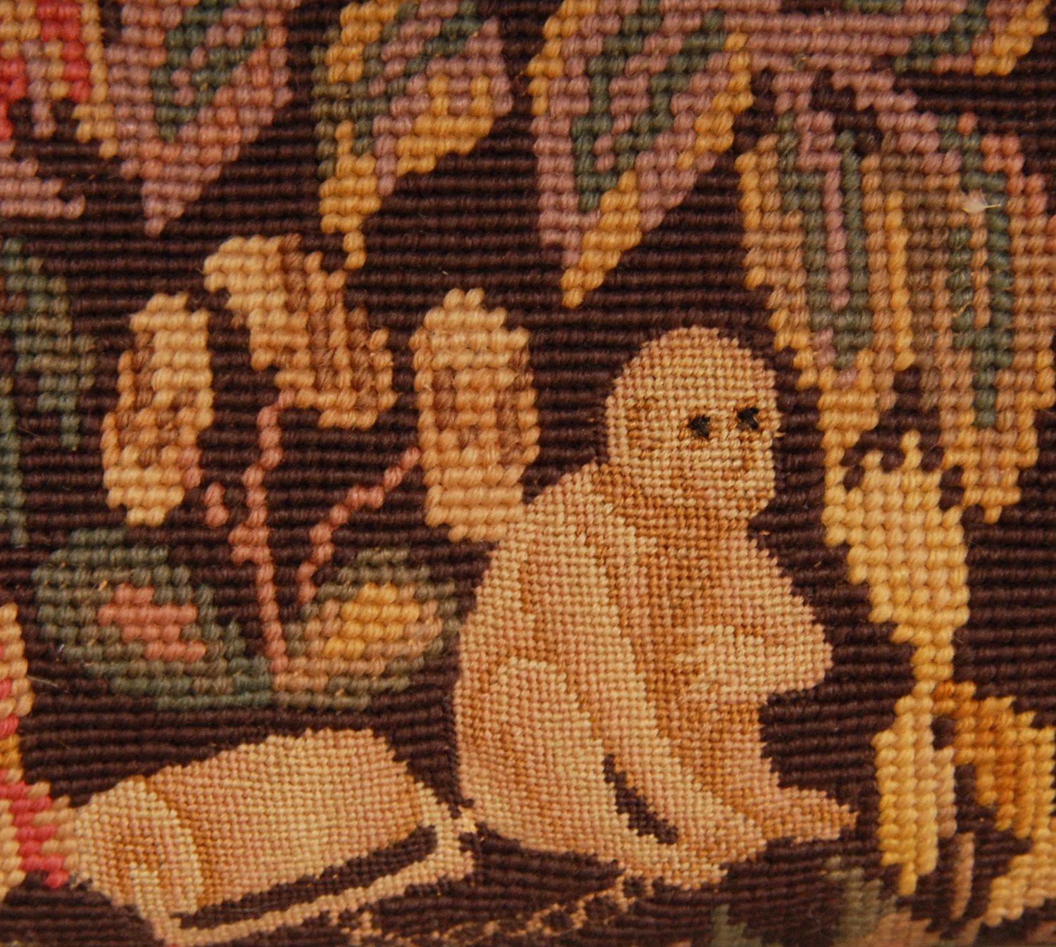 19th Century Flemish Tapestry Neo Renaissance Pillow Cushion Allegorical Millefleurs Animals photo vinterior