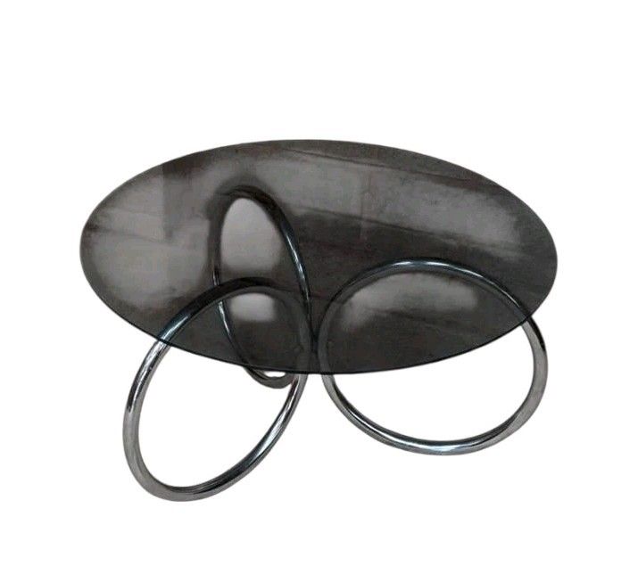 Chrome And Smoked Glass Space Age Coffee Table Mid Century Retro C1970 photo furniture
