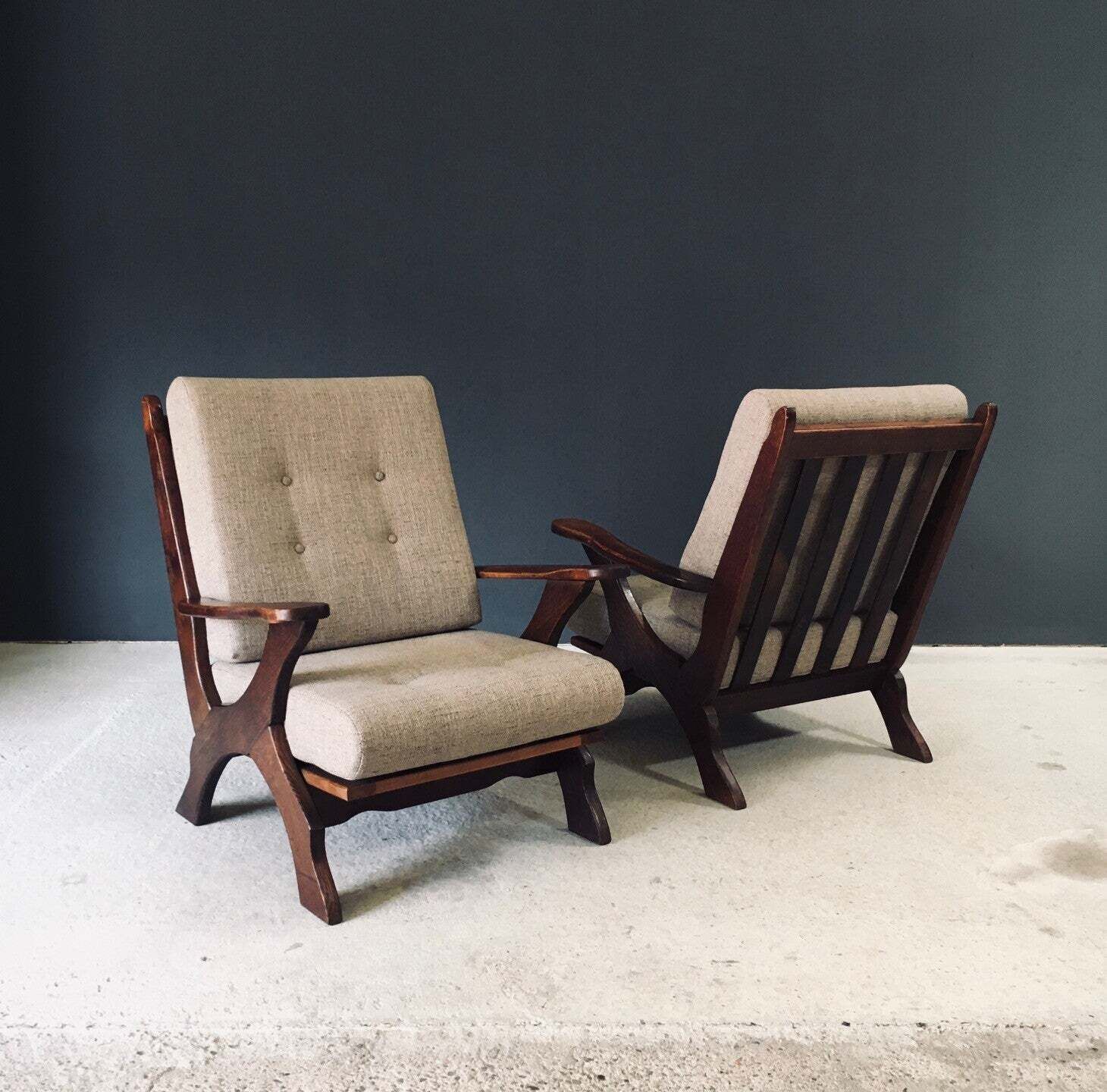 Rustieke X Frame Fauteuils, België, Ca. Jaren 1950