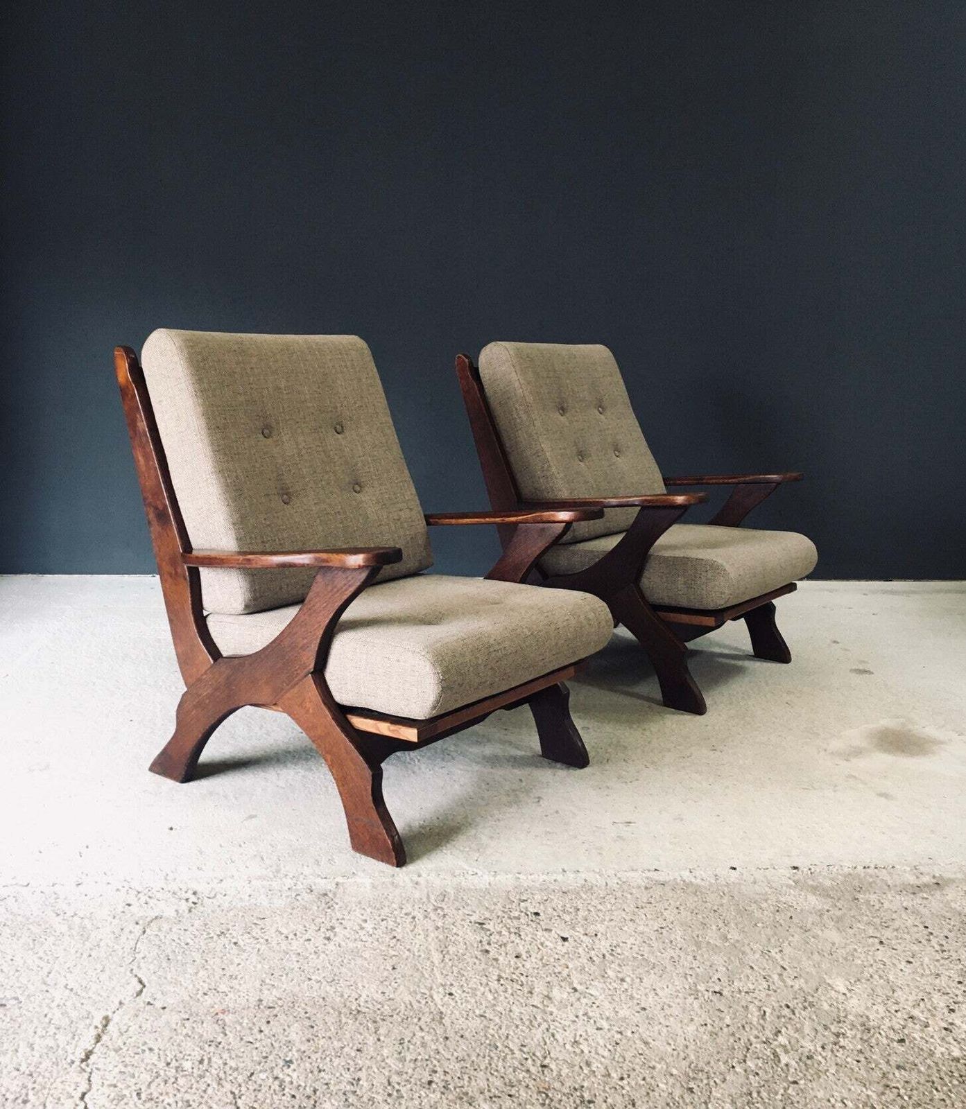 Rustieke X Frame Fauteuils, België, Ca. Jaren 1950 photo vintage