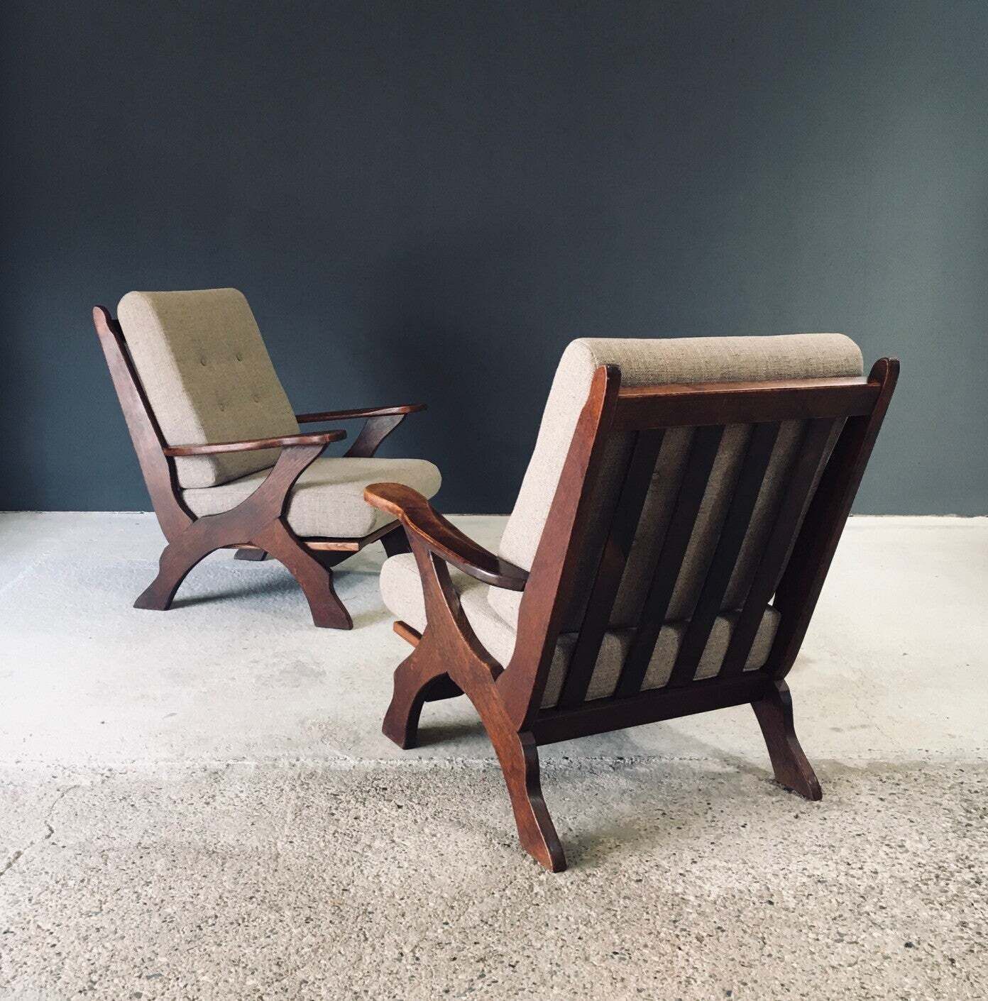 photo for sale Rustieke X Frame Fauteuils, België, Ca. Jaren 1950